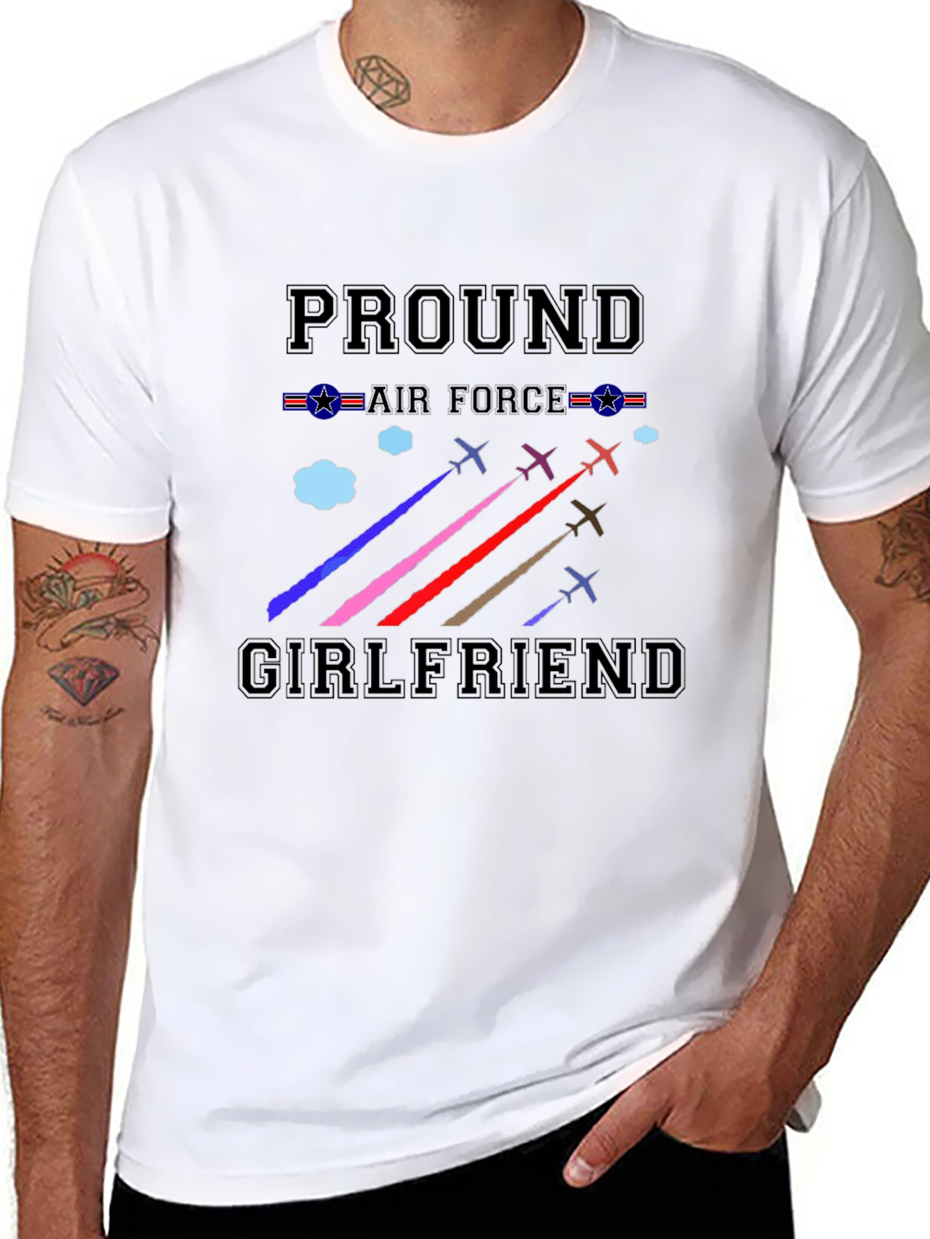 Proud Air Force Girlfriend Graphic T-Shirt