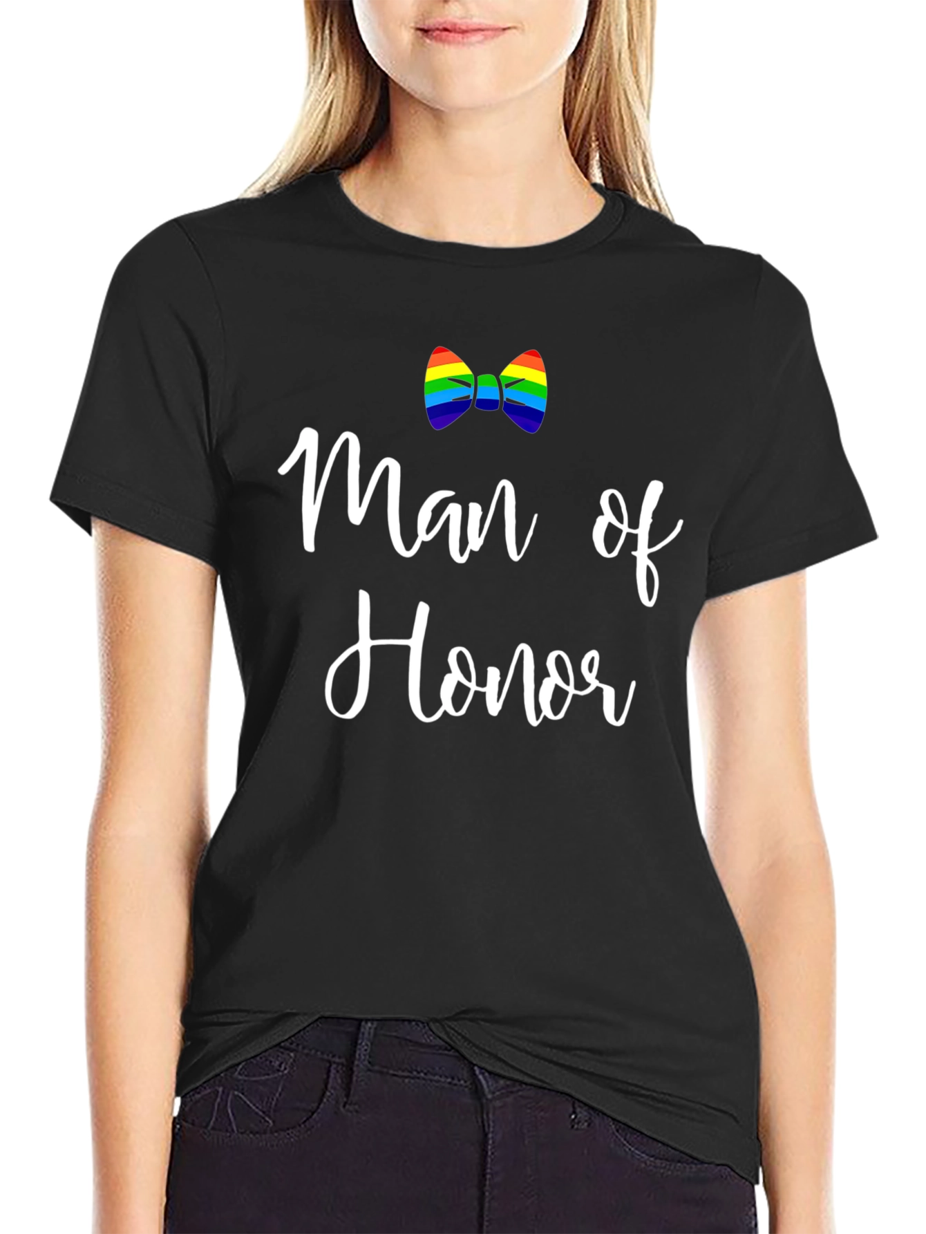 Man of Honor Rainbow Bowtie Graphic Tee