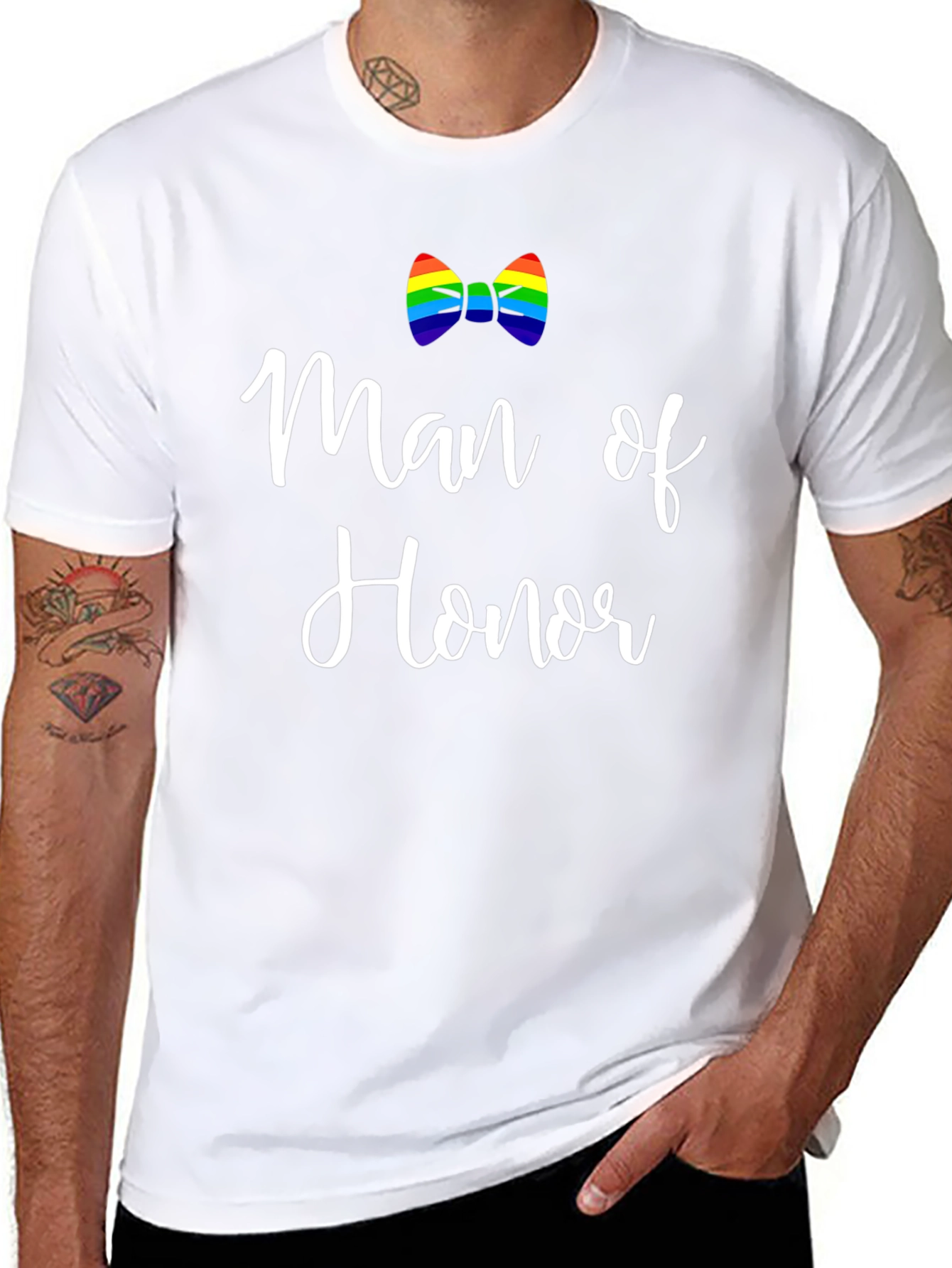 Man of Honor Rainbow Bowtie Graphic Tee