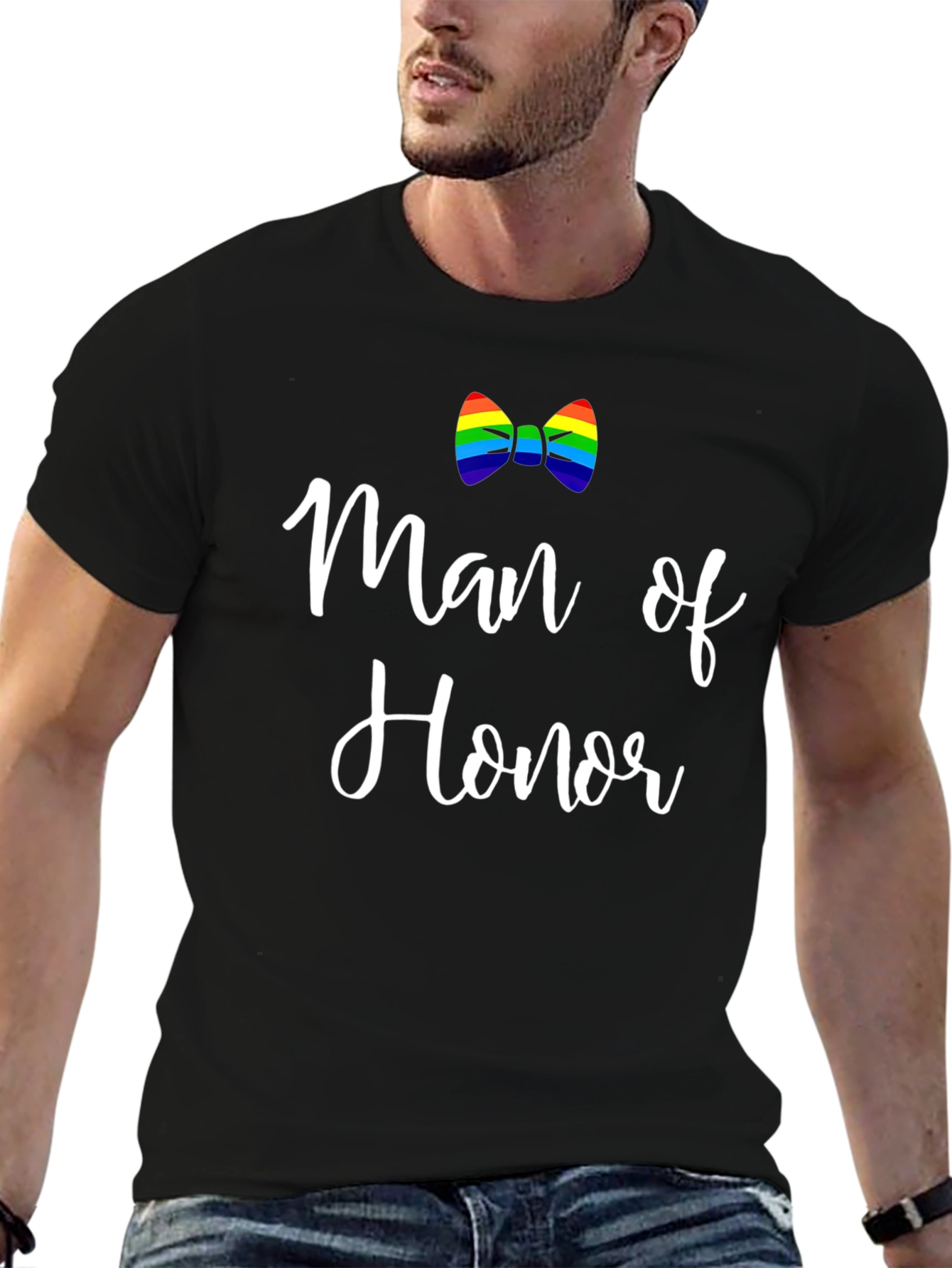 Man of Honor Rainbow Bowtie Graphic Tee