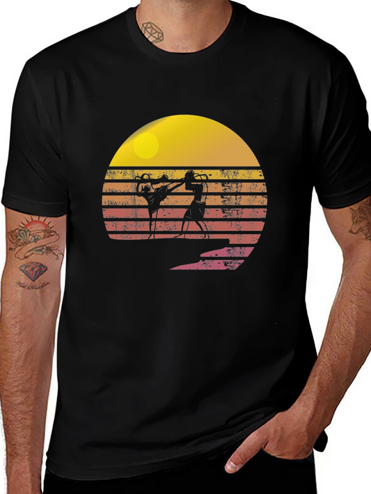 Retro Sunset Muay Thai T-Shirt - Vintage Style