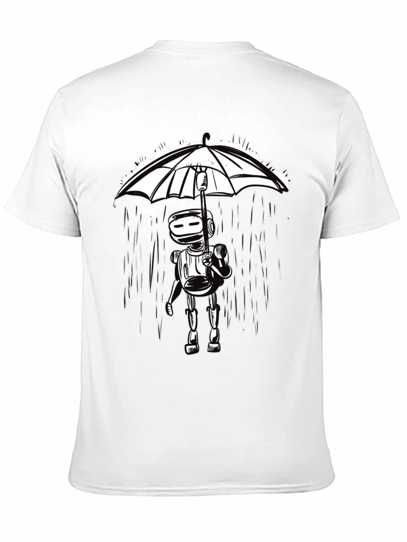 Robot Under Umbrella Graphic Tee