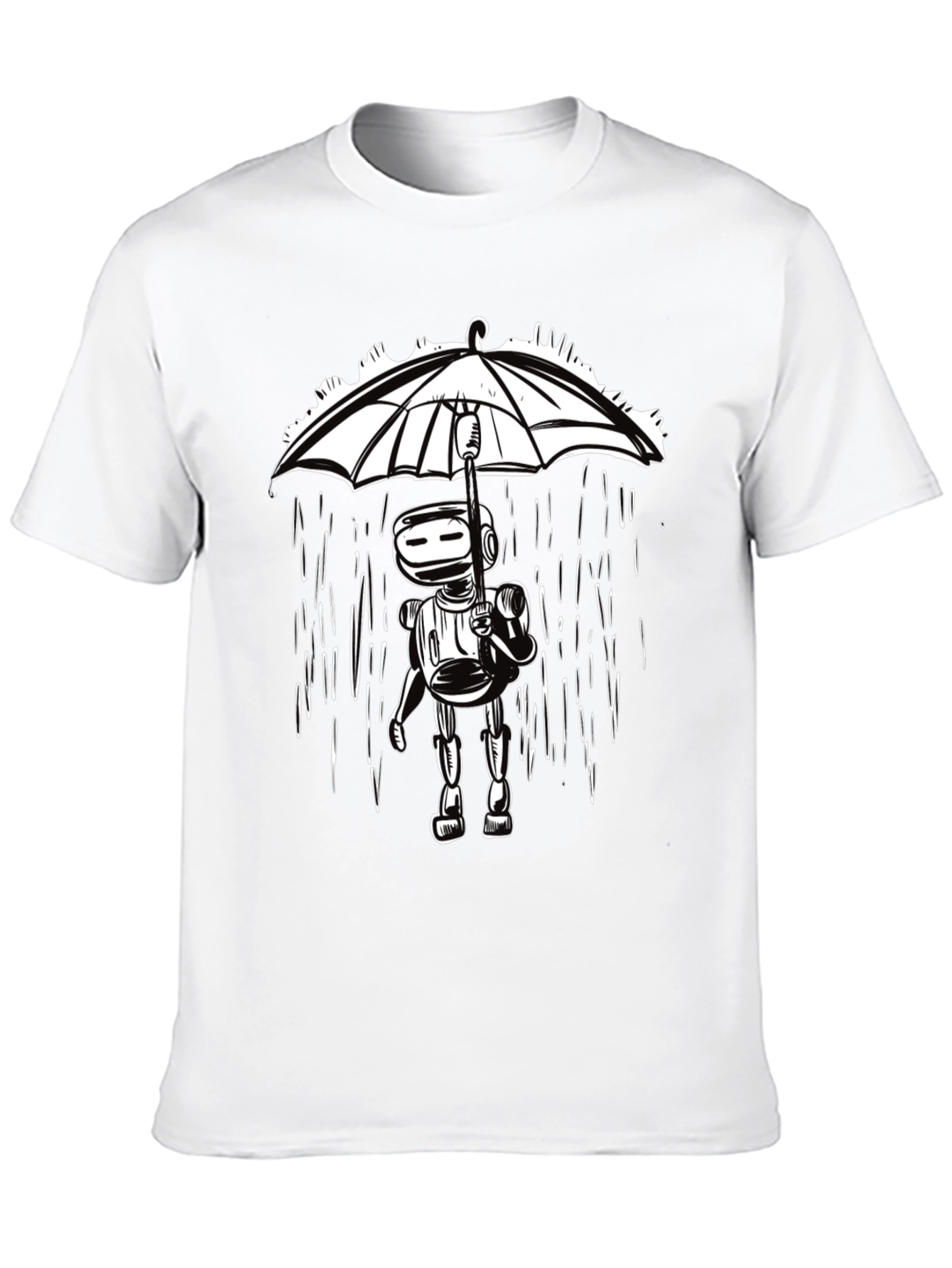 Robot Under Umbrella Graphic Tee