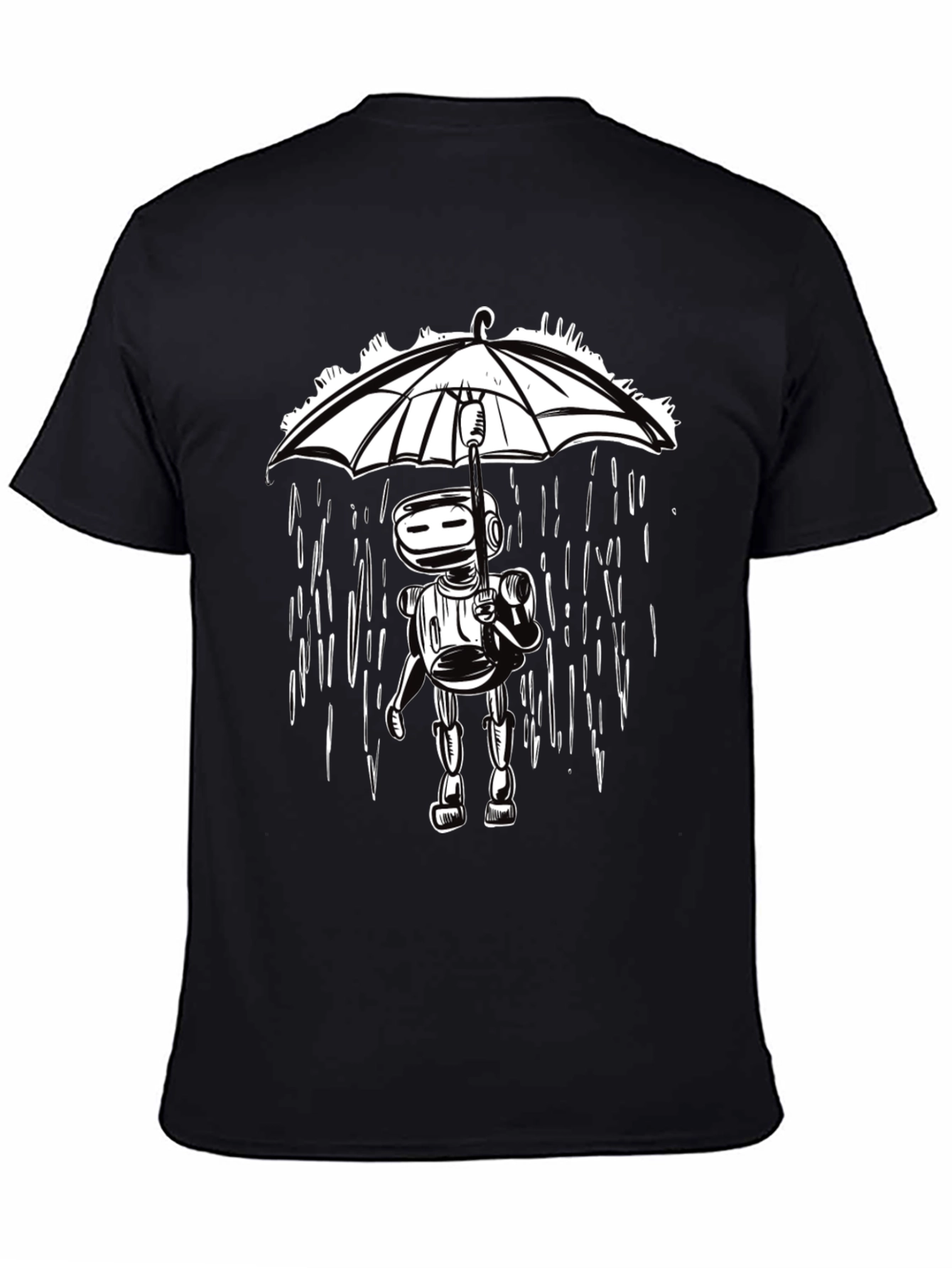 Robot Under Umbrella Graphic Tee