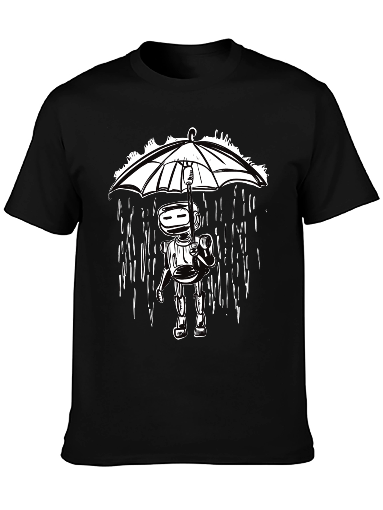 Robot Under Umbrella Graphic Tee