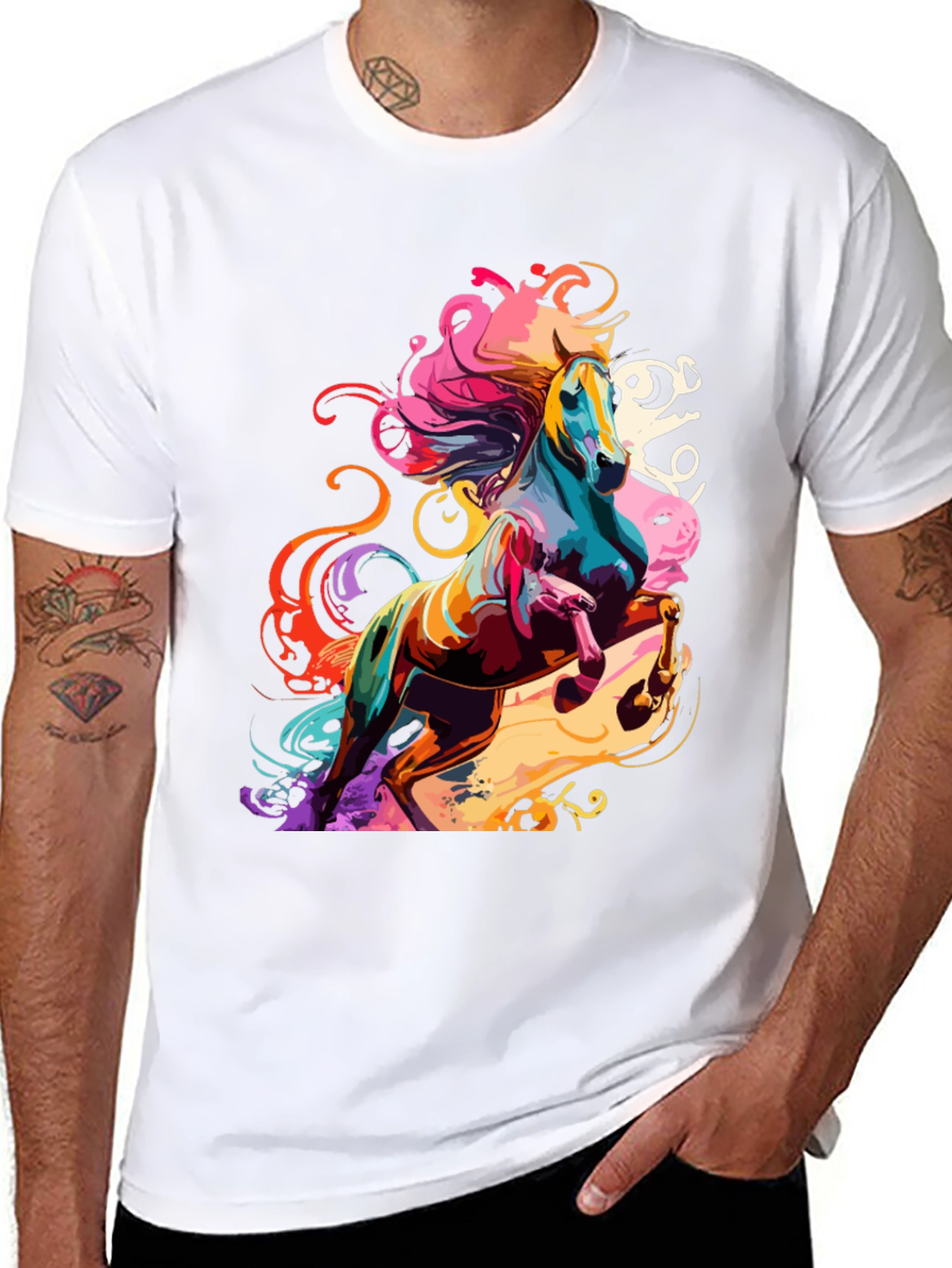 Vivid Horse Graphic Tee - Bold Artistic Design