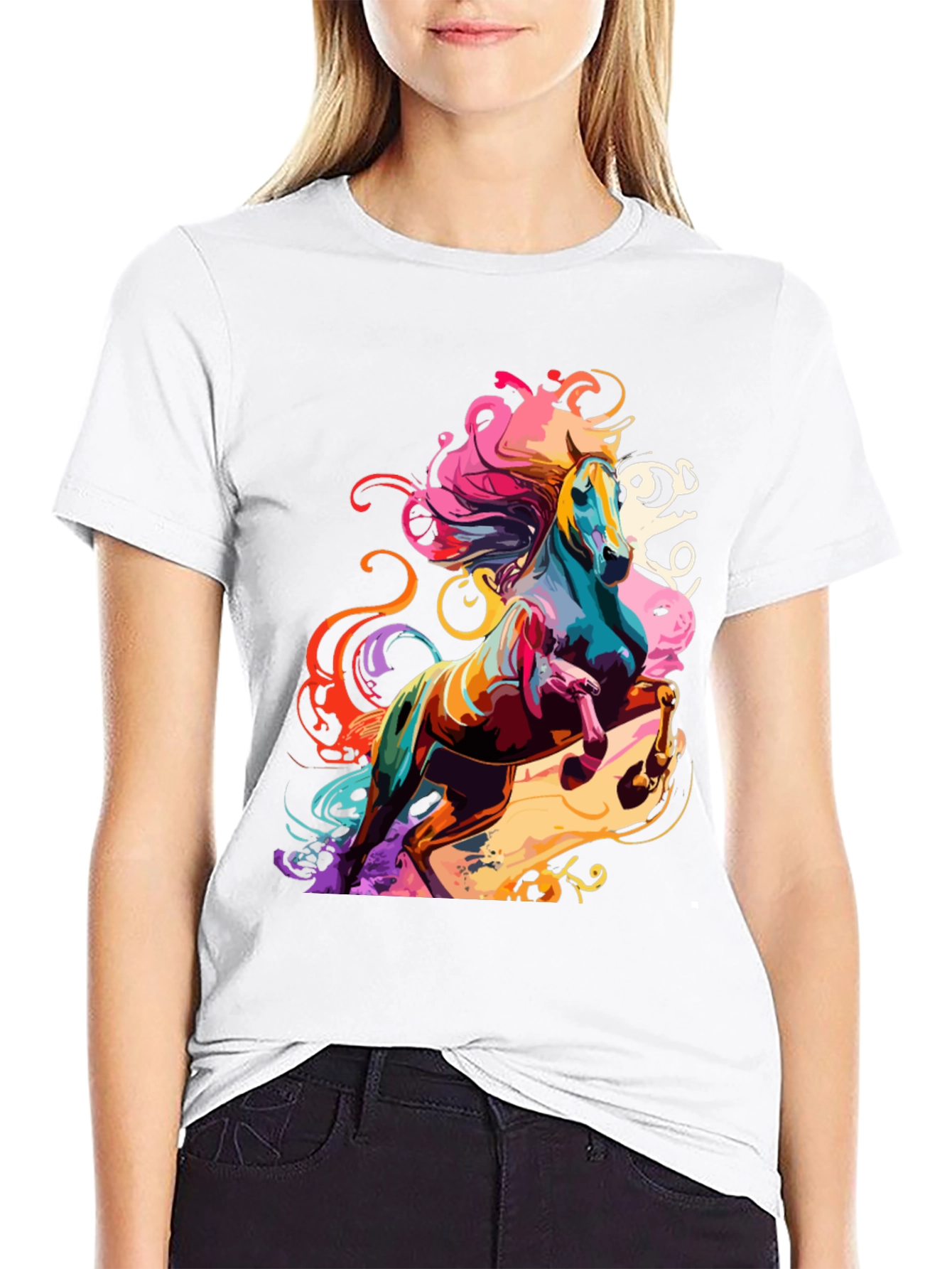 Vivid Horse Graphic Tee - Bold Artistic Design