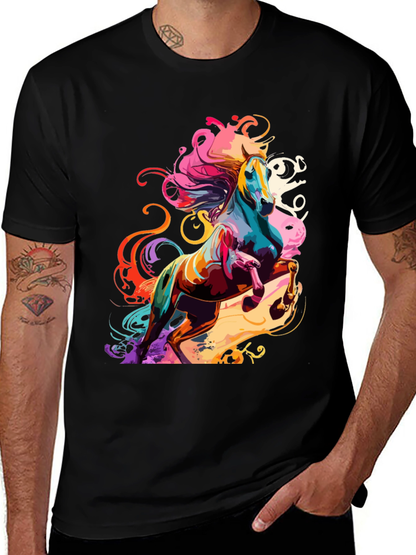 Vivid Horse Graphic Tee - Bold Artistic Design