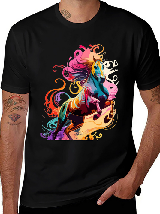 Vivid Horse Graphic Tee - Bold Artistic Design