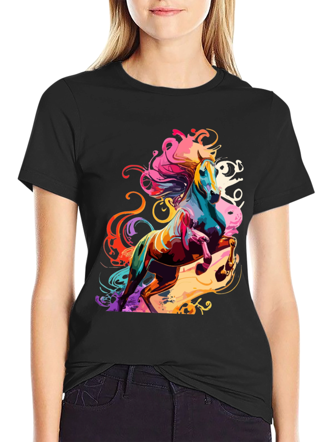 Vivid Horse Graphic Tee - Bold Artistic Design