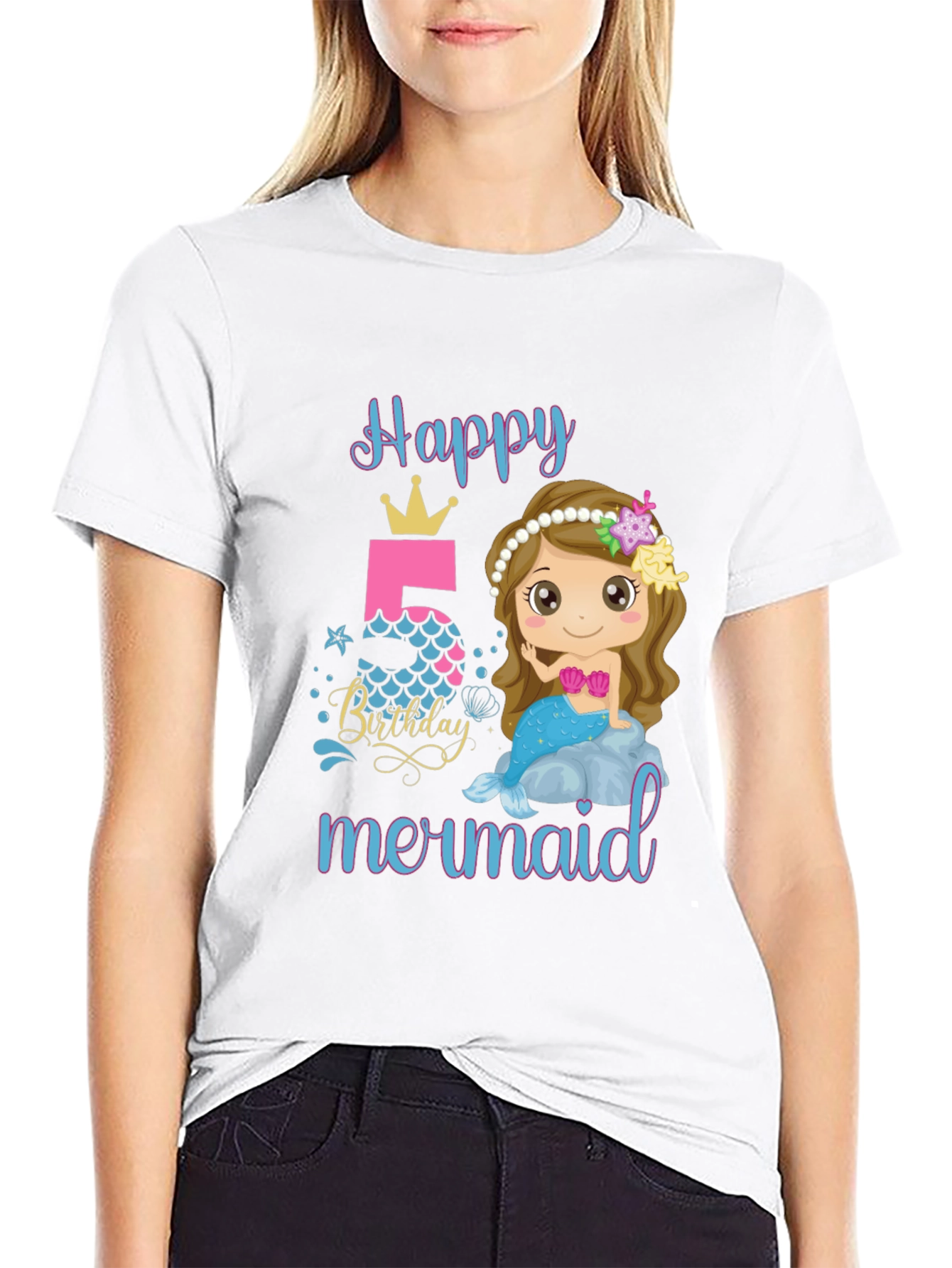 Happy Birthday Mermaid T-Shirt - Size 5