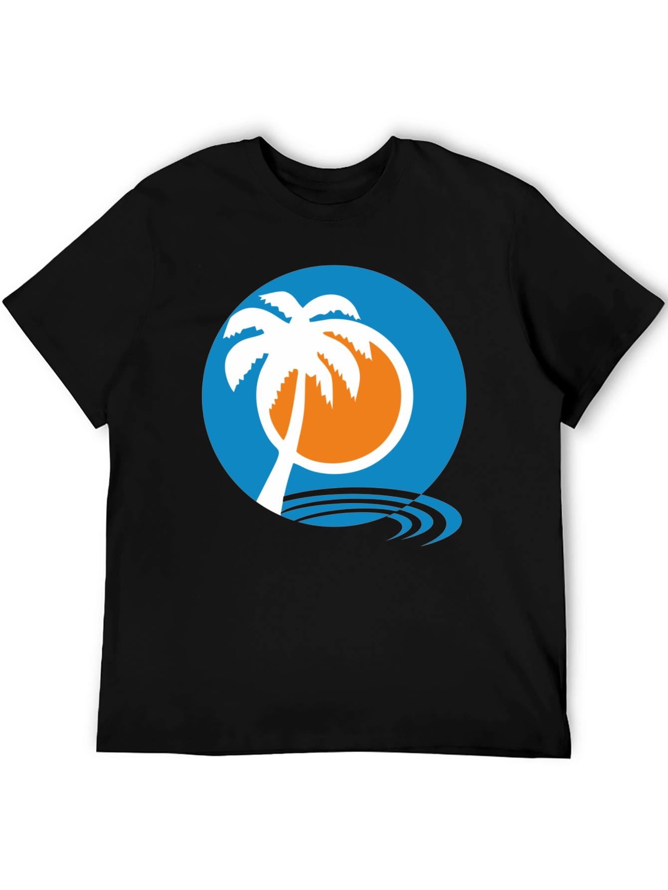 Tropical Palm Tree Graphic Tee - Black Cotton Shirt