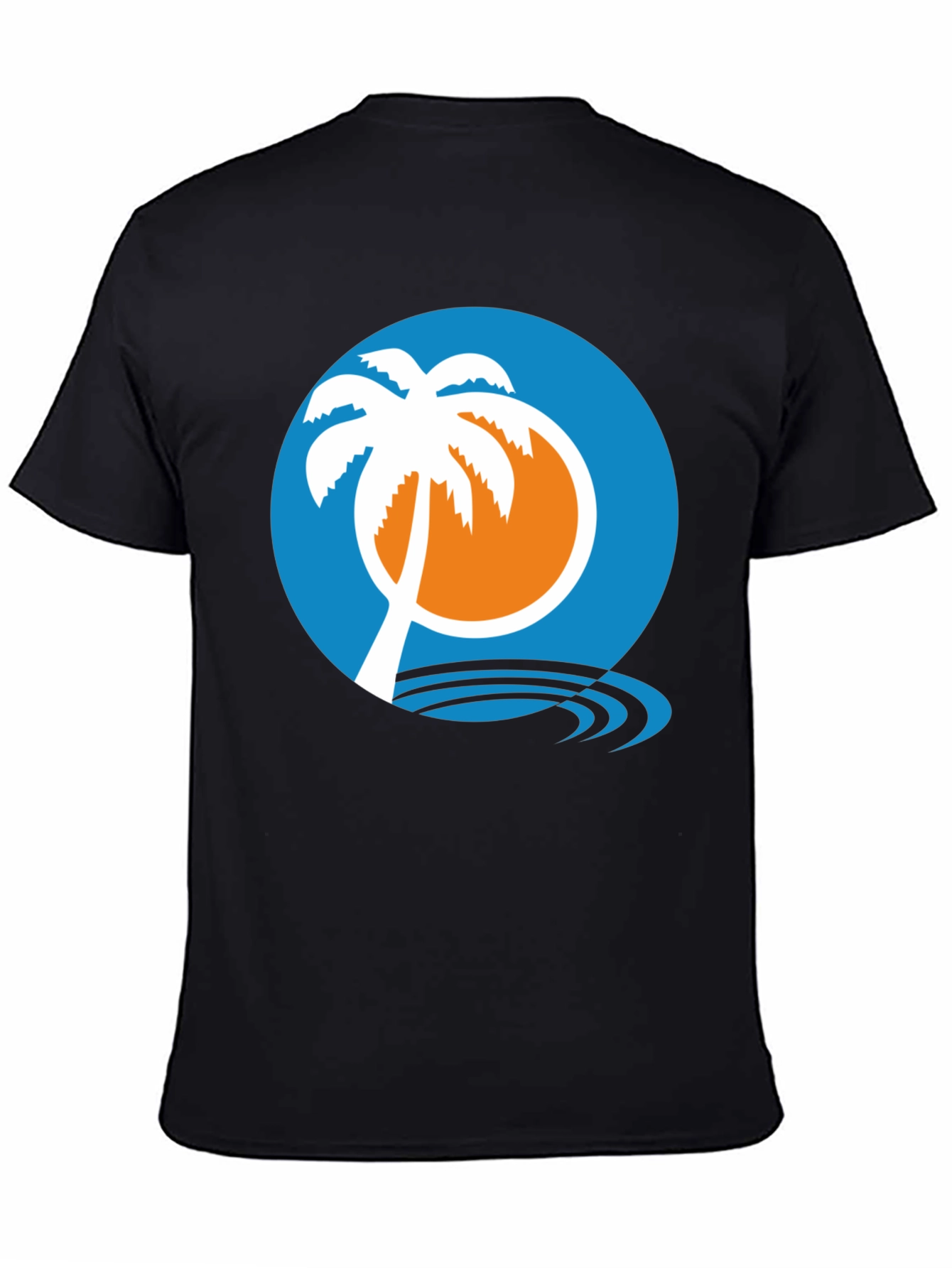 Tropical Palm Tree Graphic Tee - Black Cotton Shirt