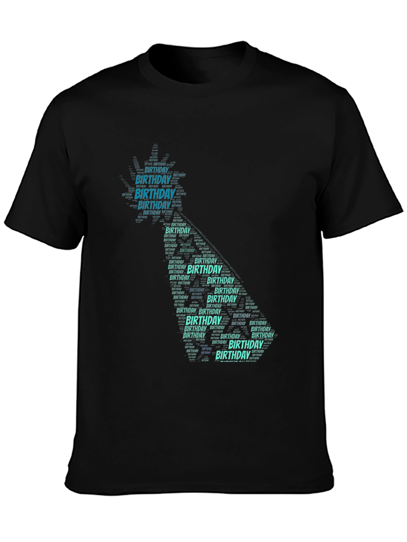 Birthday Cake Word Art T-Shirt - Black