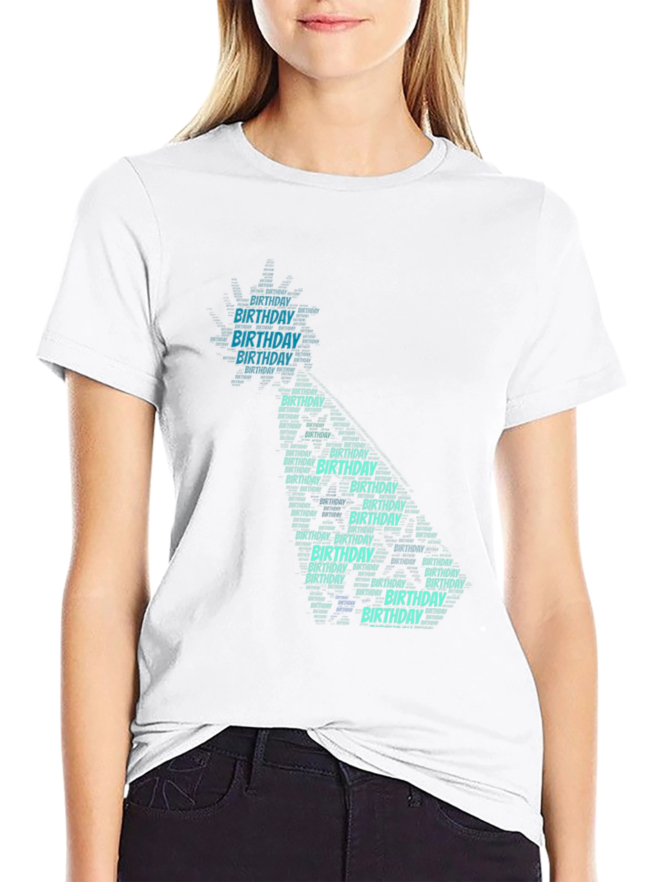 Birthday Cake Word Art T-Shirt - Black