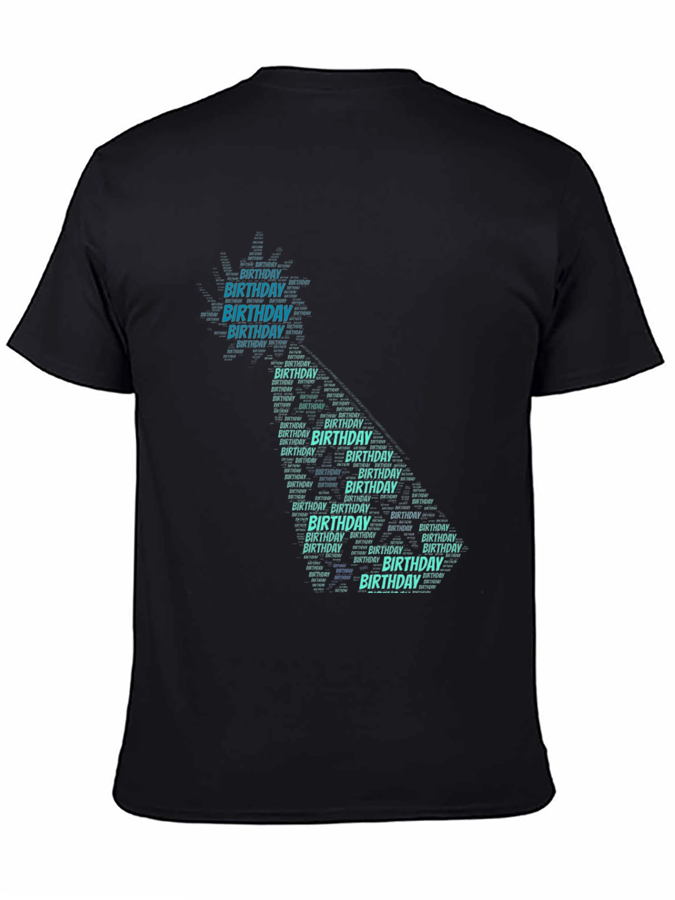 Birthday Cake Word Art T-Shirt - Black