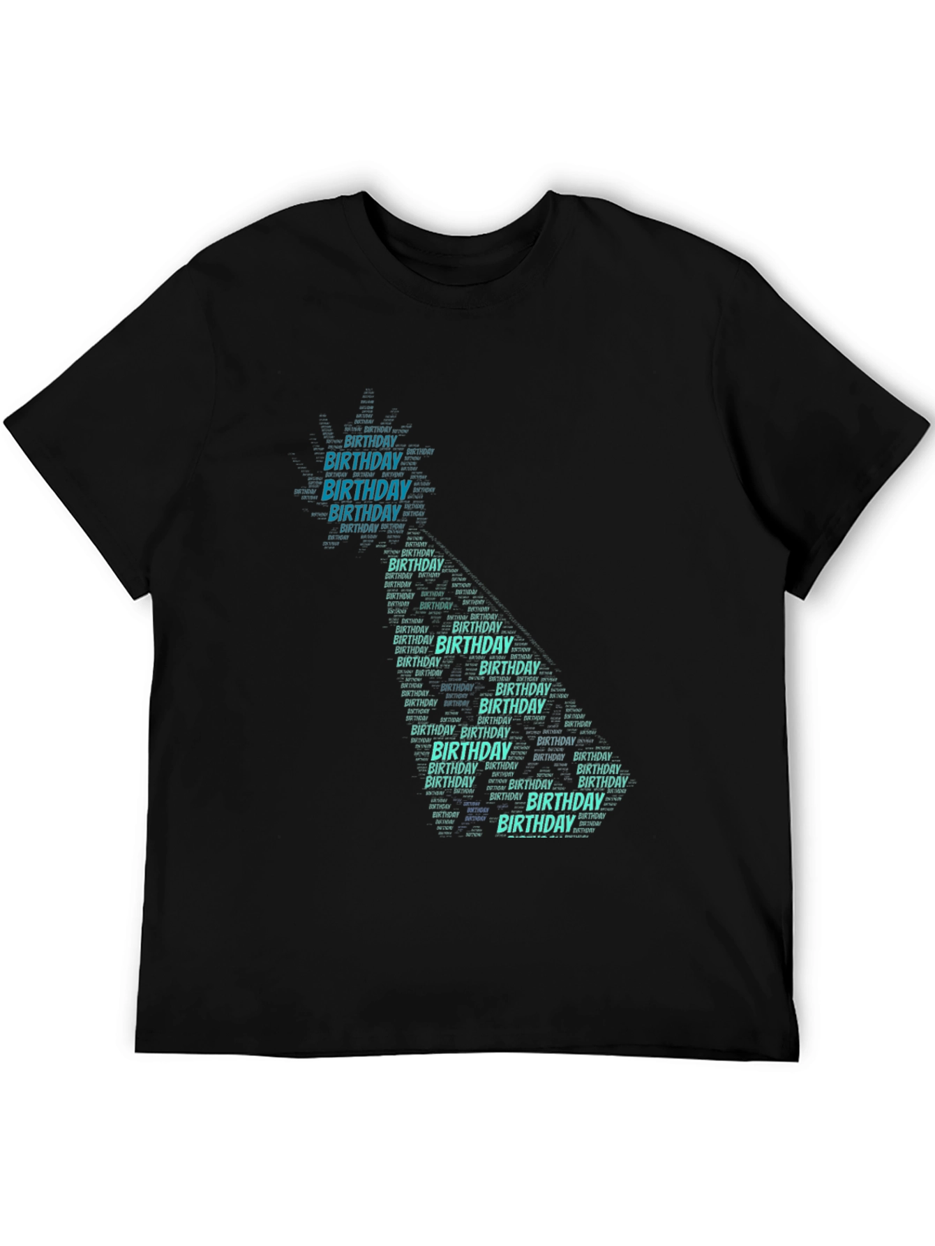 Birthday Cake Word Art T-Shirt - Black