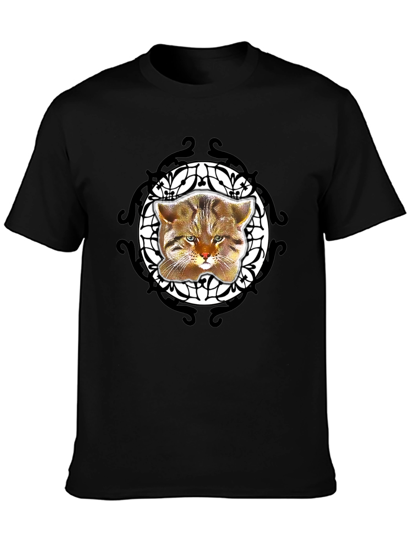 Cool Cat Graphic Tee - Black Crew Neck