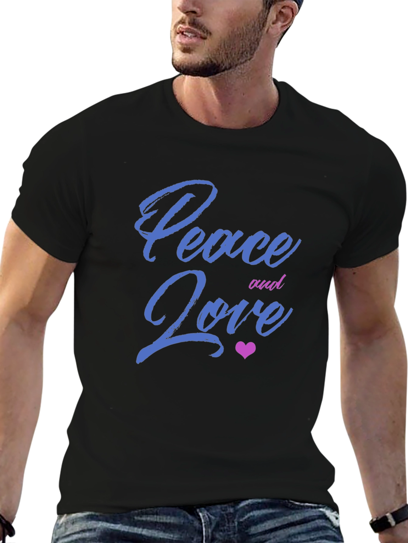 Peace and Love Graphic Tee - Mens Black T-Shirt