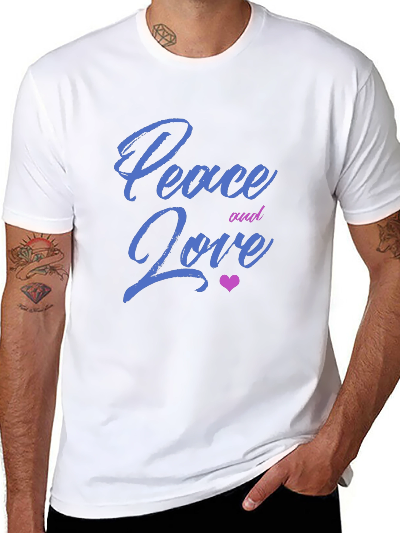 Peace and Love Graphic Tee - Mens Black T-Shirt