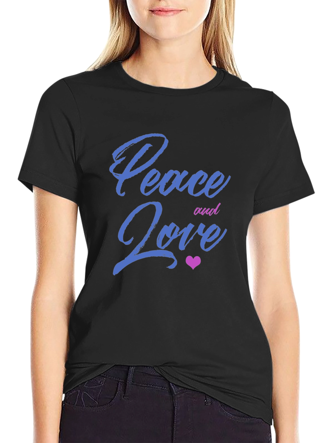 Peace and Love Graphic Tee - Mens Black T-Shirt