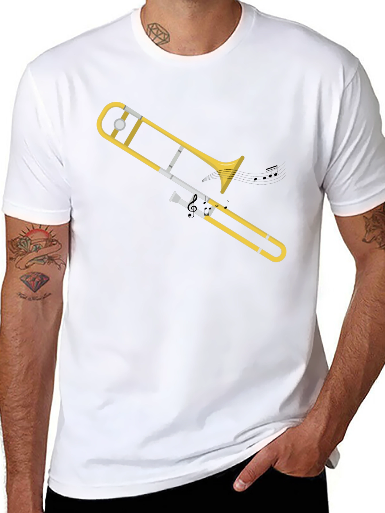 Trombone Graphic Tee - Musical Instrument T-Shirt