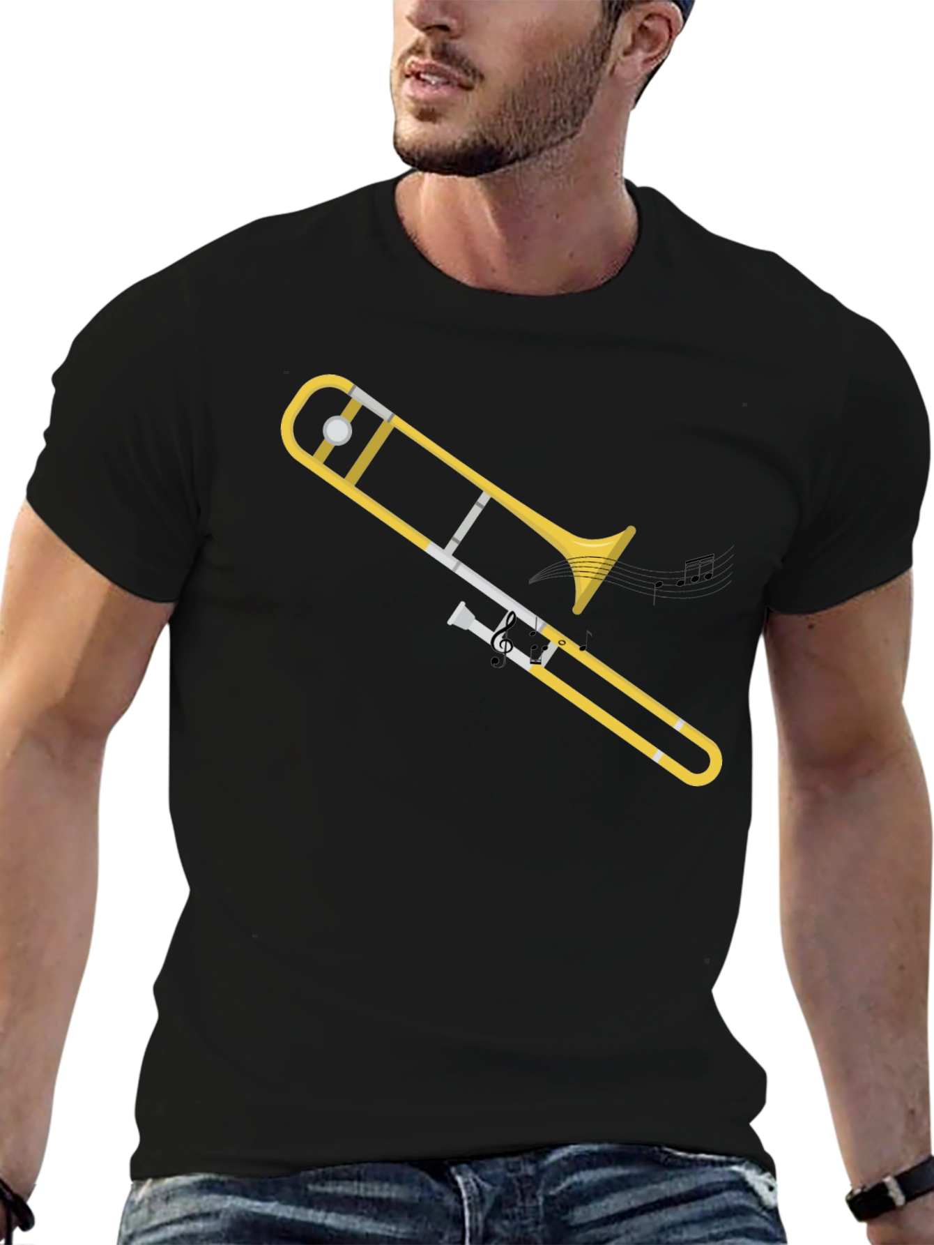 Trombone Graphic Tee - Musical Instrument T-Shirt
