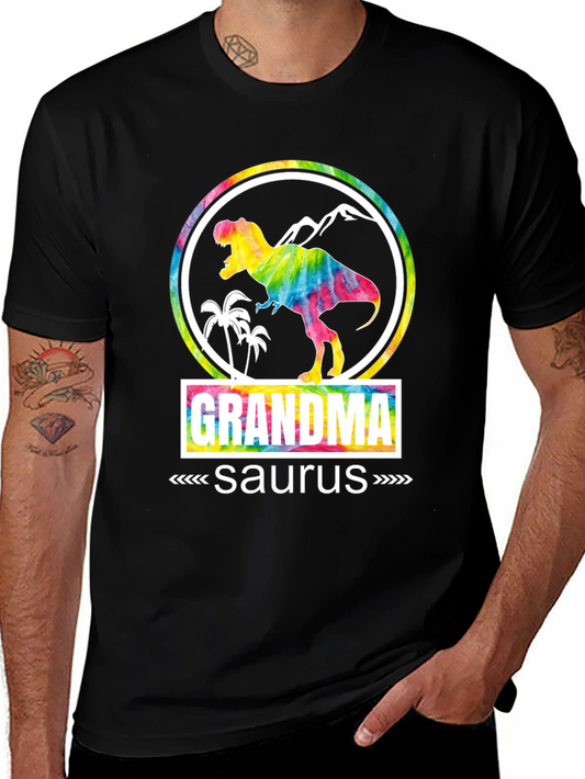 Grandmasaurus T-Shirt - Tie Dye Dinosaur Graphic Tee