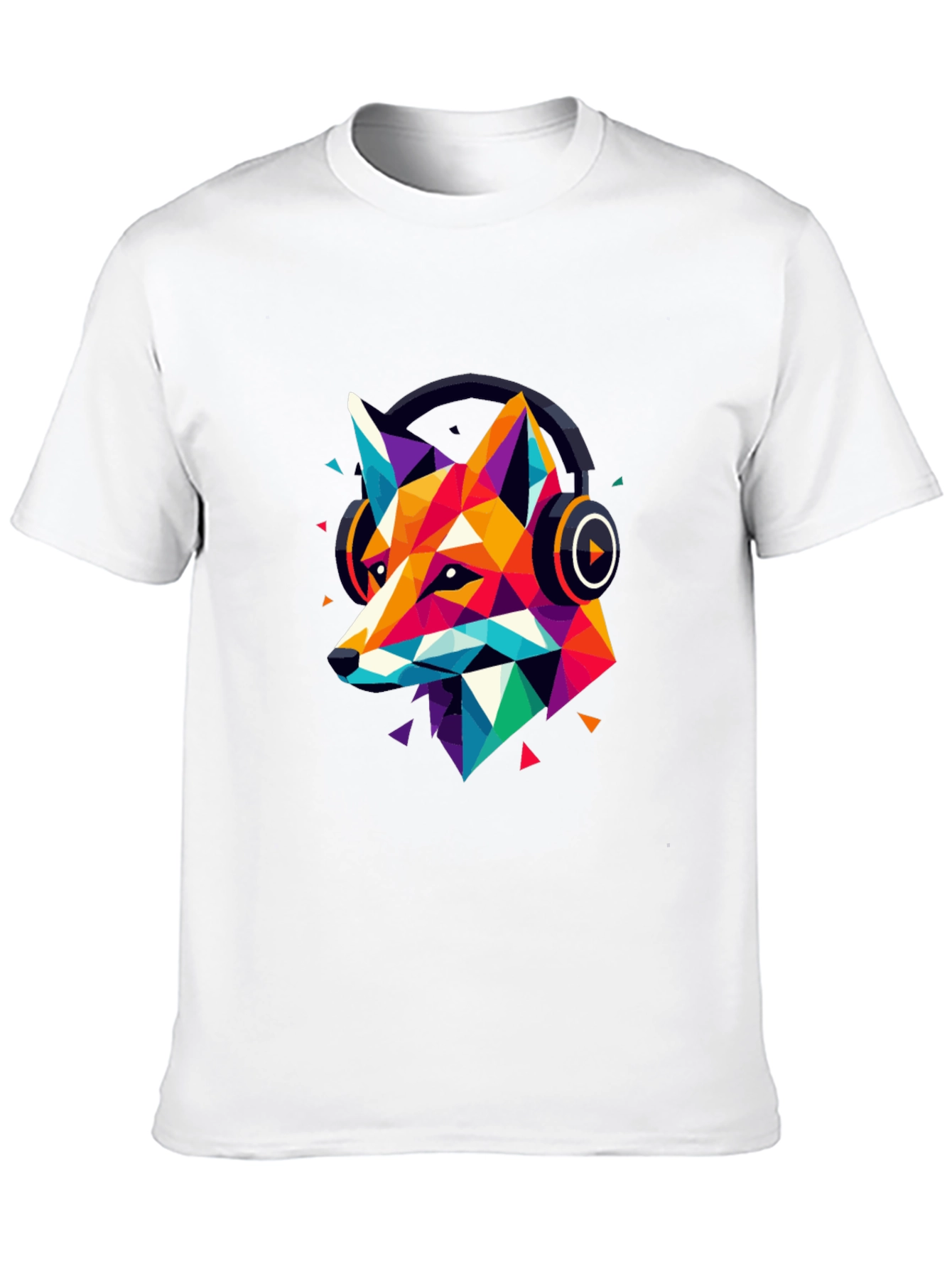 Geometric Fox Headphone Graphic T-Shirt