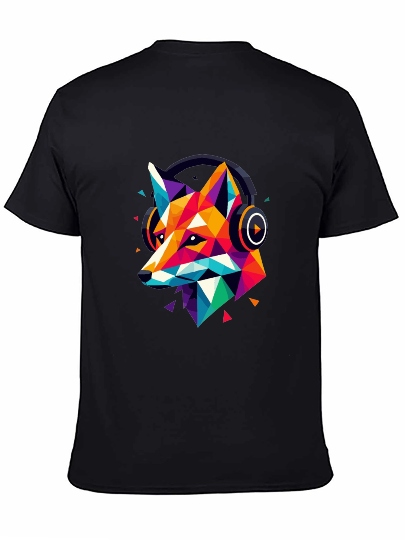 Geometric Fox Headphone Graphic T-Shirt