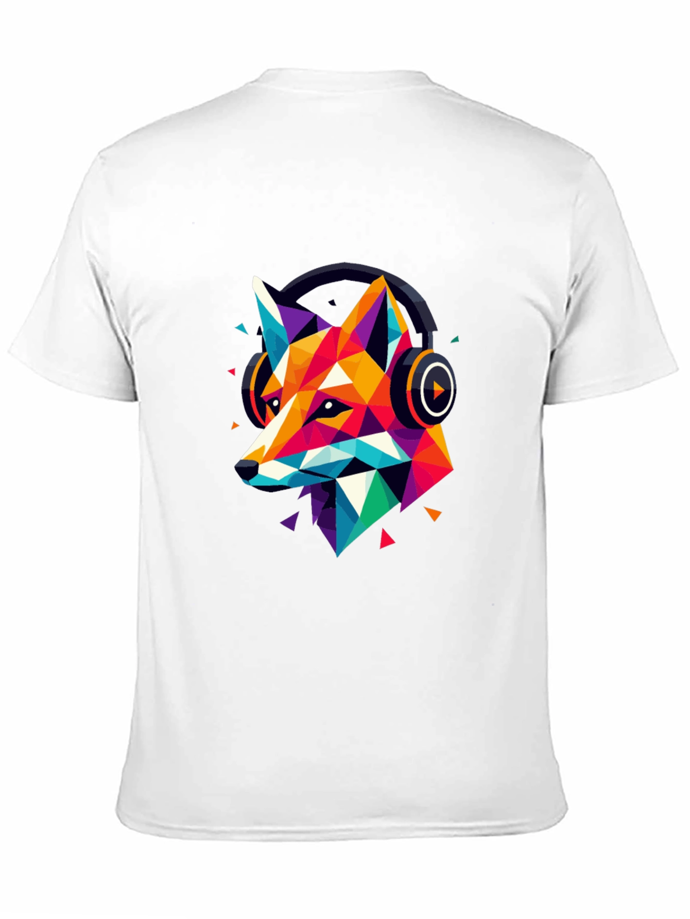 Geometric Fox Headphone Graphic T-Shirt