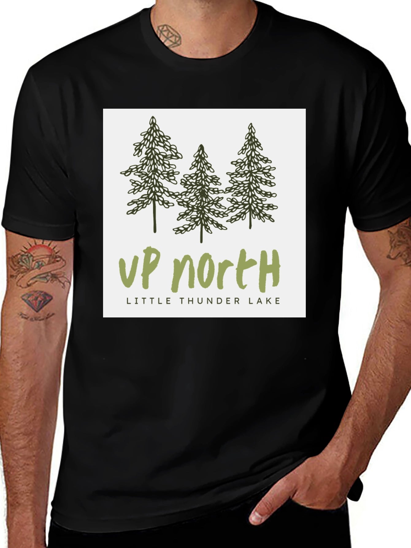 Up North Little Thunder Lake Black T-Shirt