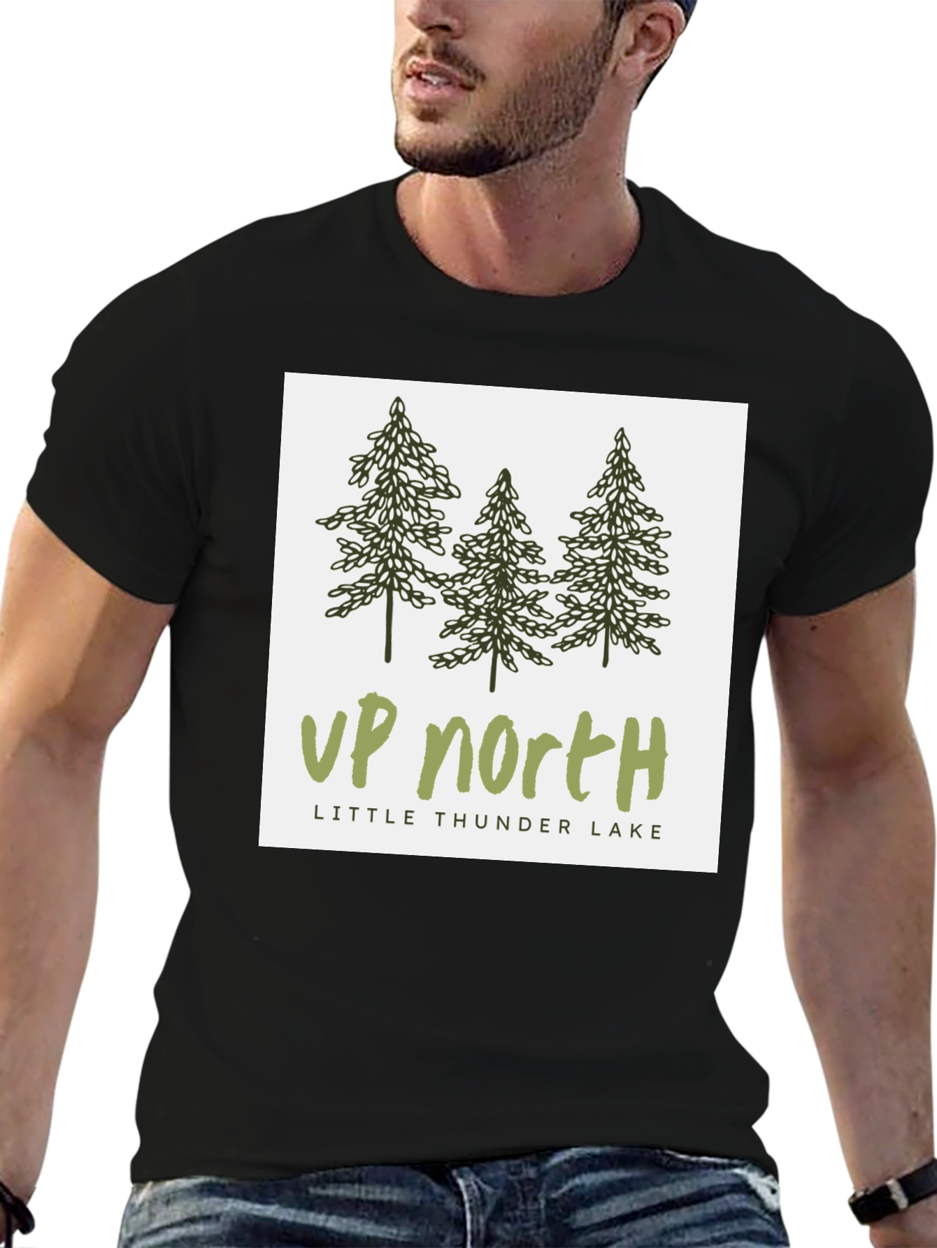Up North Little Thunder Lake Black T-Shirt