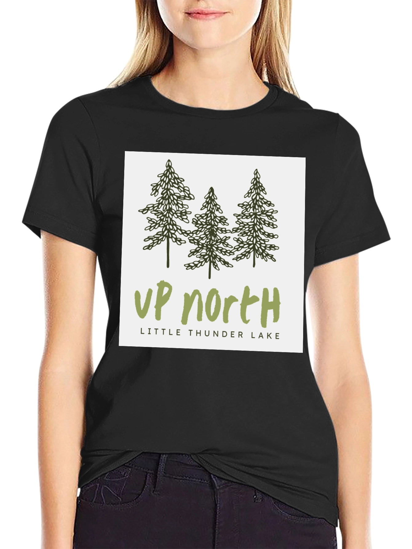 Up North Little Thunder Lake Black T-Shirt