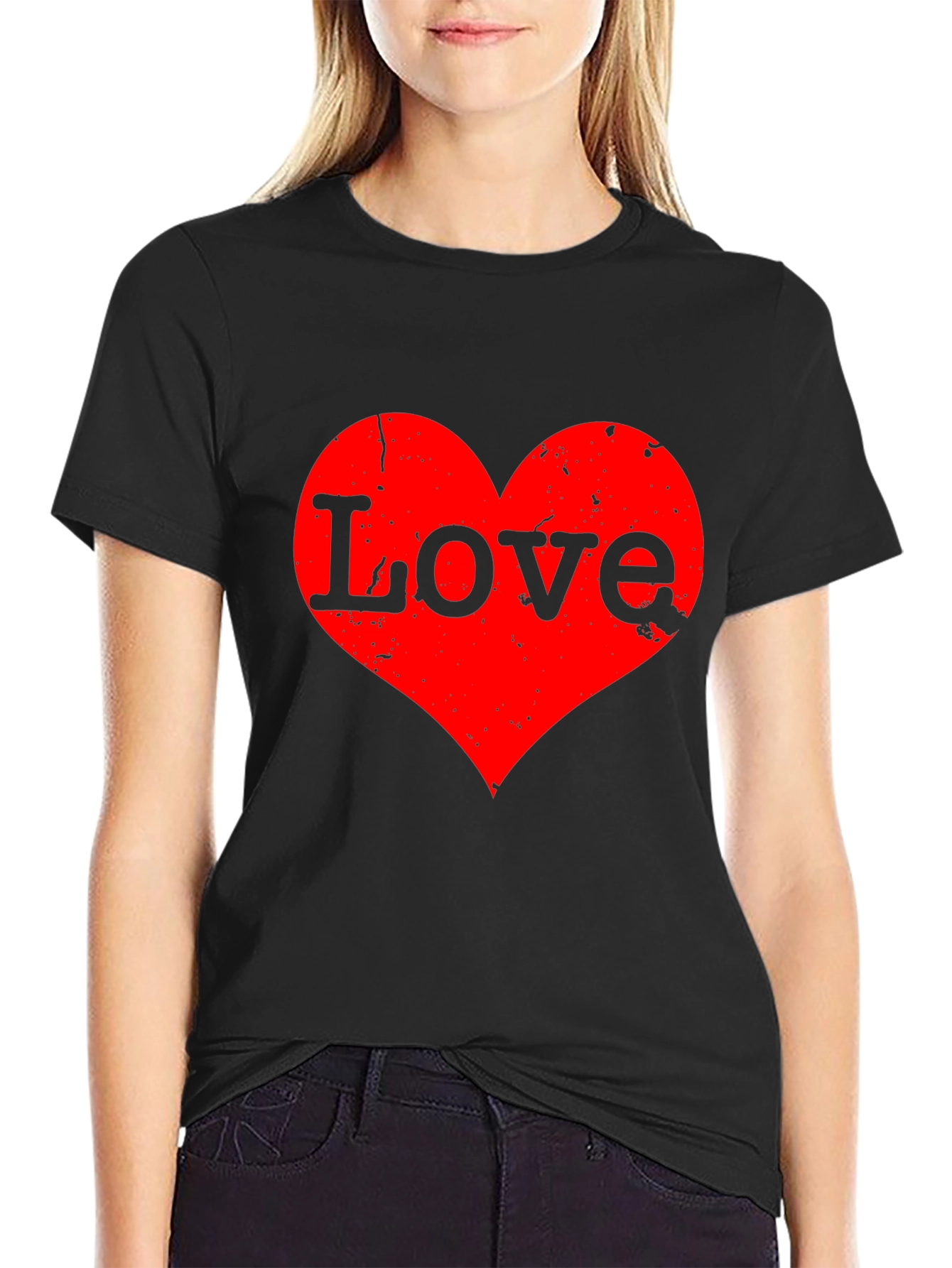 Love Heart Graphic Tee - Black T-Shirt