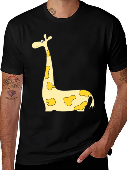 Giraffe Cartoon Print Black Tee