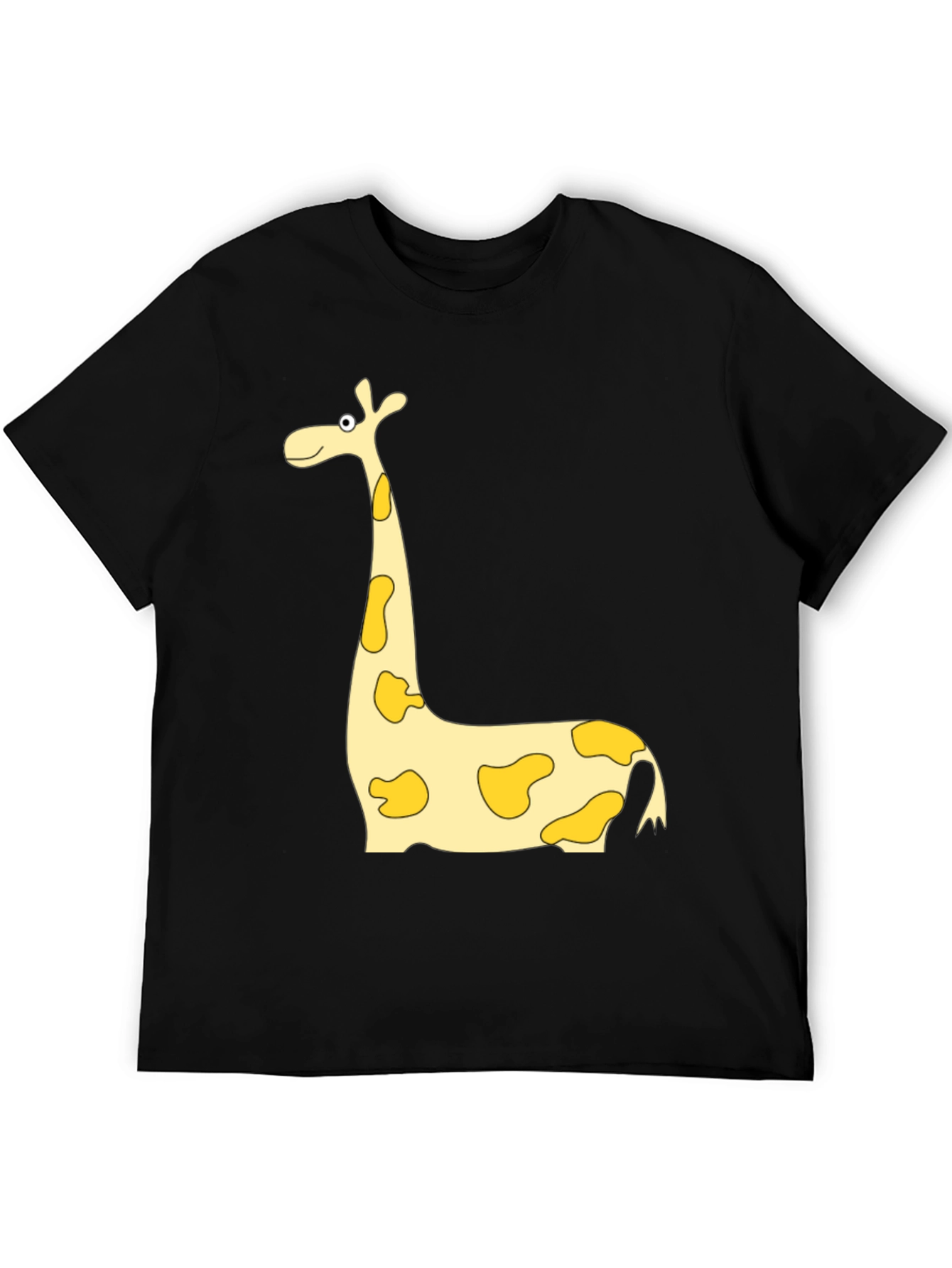 Giraffe Cartoon Print Black Tee