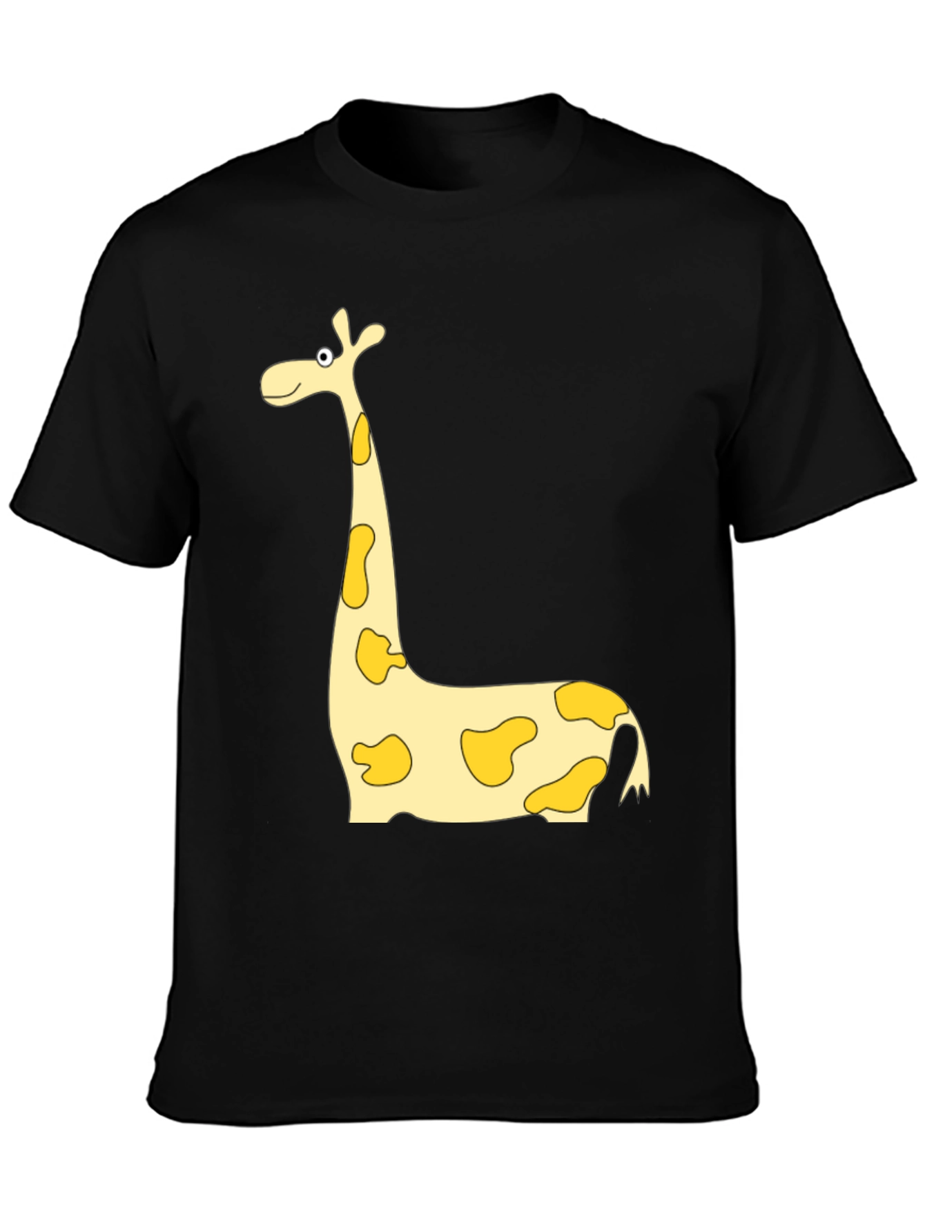Giraffe Cartoon Print Black Tee