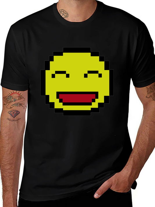 Pixel Smiley Face Graphic T-Shirt