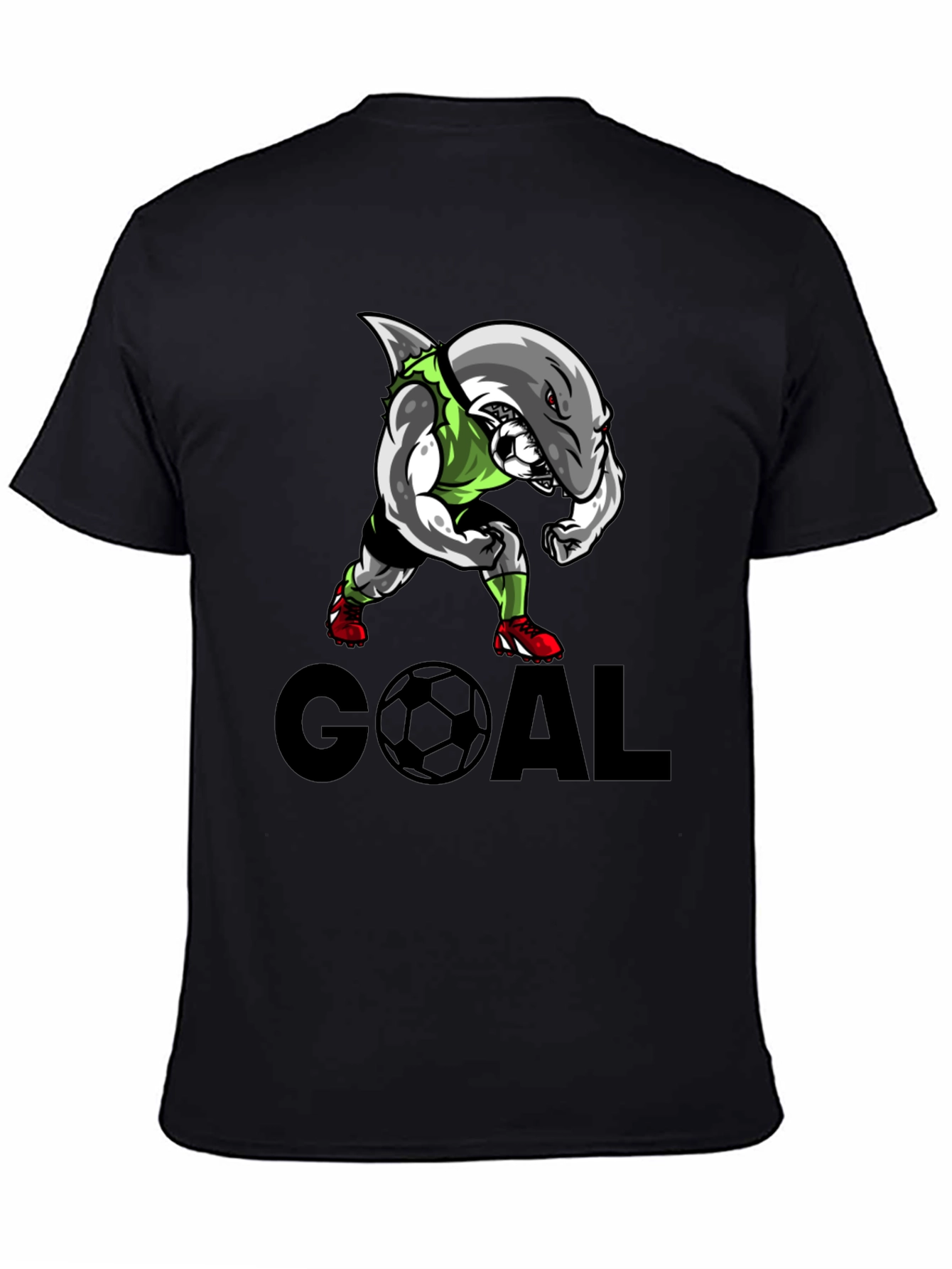 Shark Soccer Goal Black T-Shirt