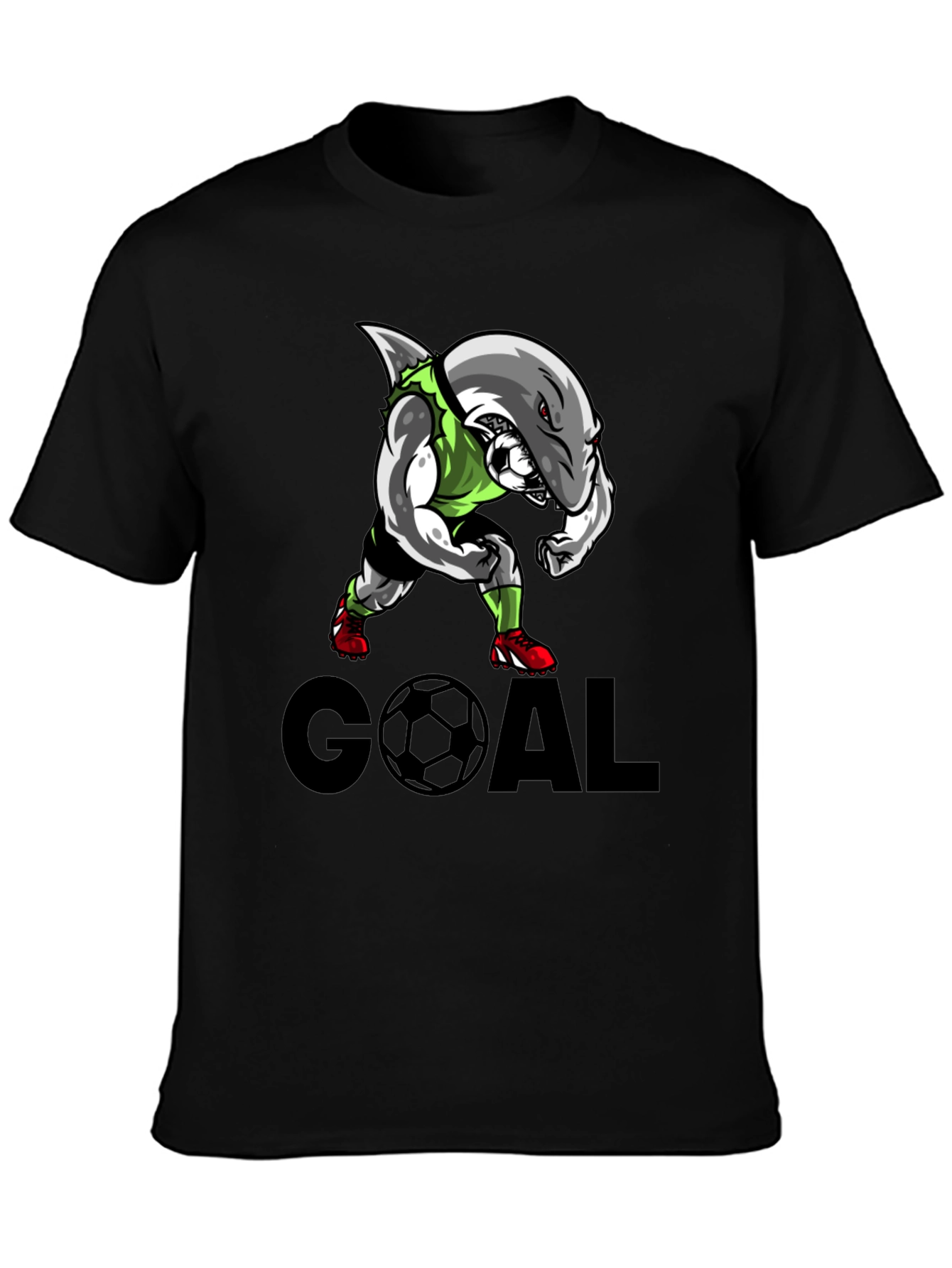 Shark Soccer Goal Black T-Shirt