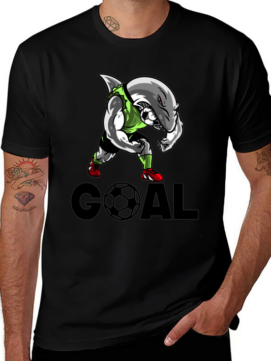 Shark Soccer Goal Black T-Shirt