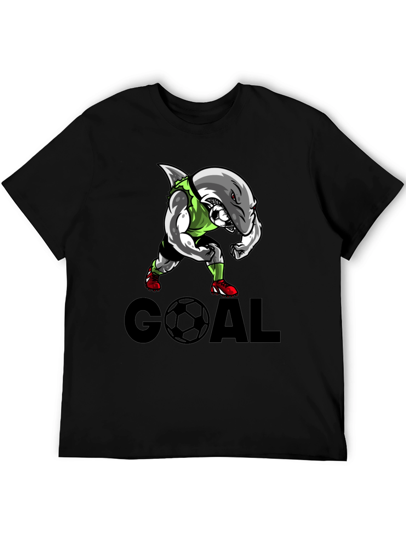 Shark Soccer Goal Black T-Shirt