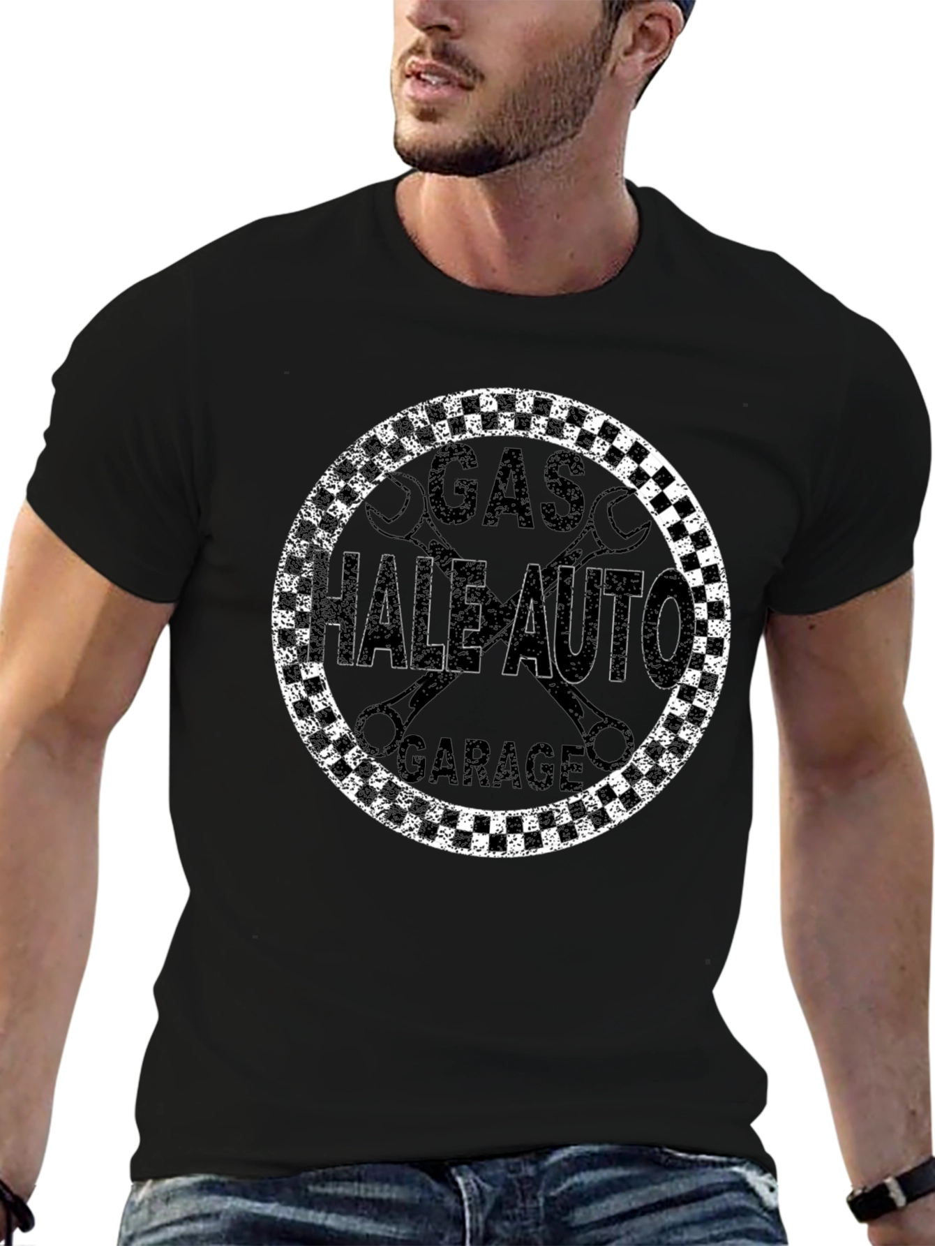 Gas Hale Auto Garage Black Graphic T-Shirt
