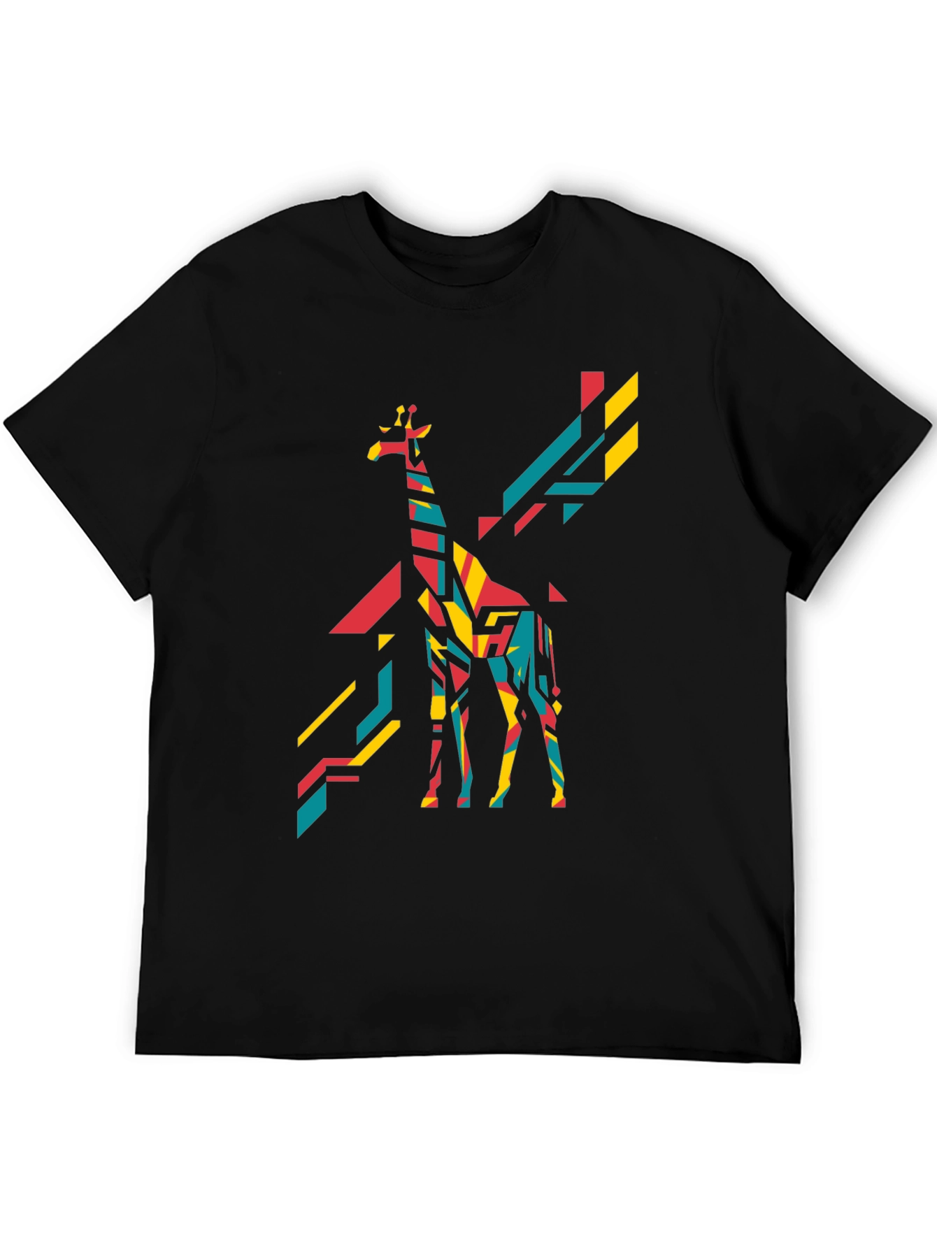 Geometric Giraffe Graphic Tee - Bold Black