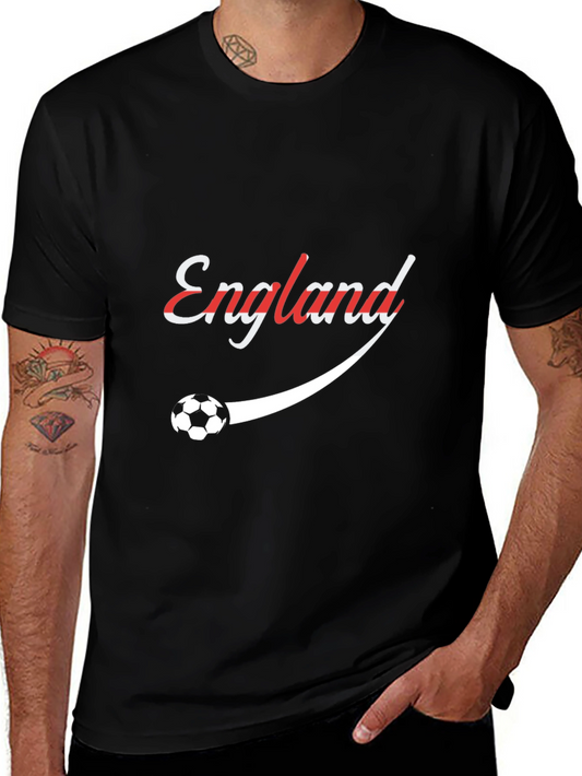 England Soccer Graphic Tee - Black Cotton T-Shirt