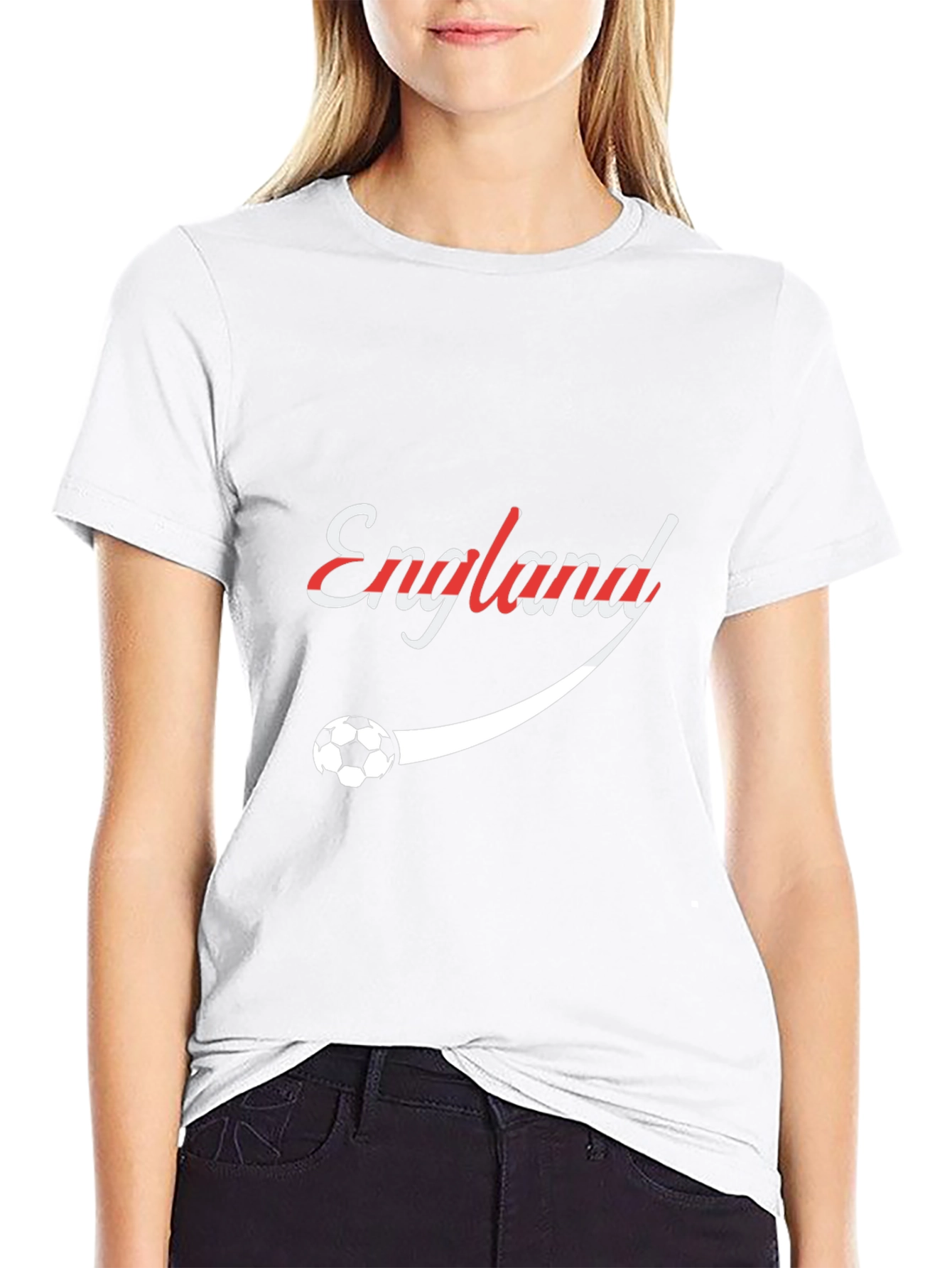 England Soccer Graphic Tee - Black Cotton T-Shirt