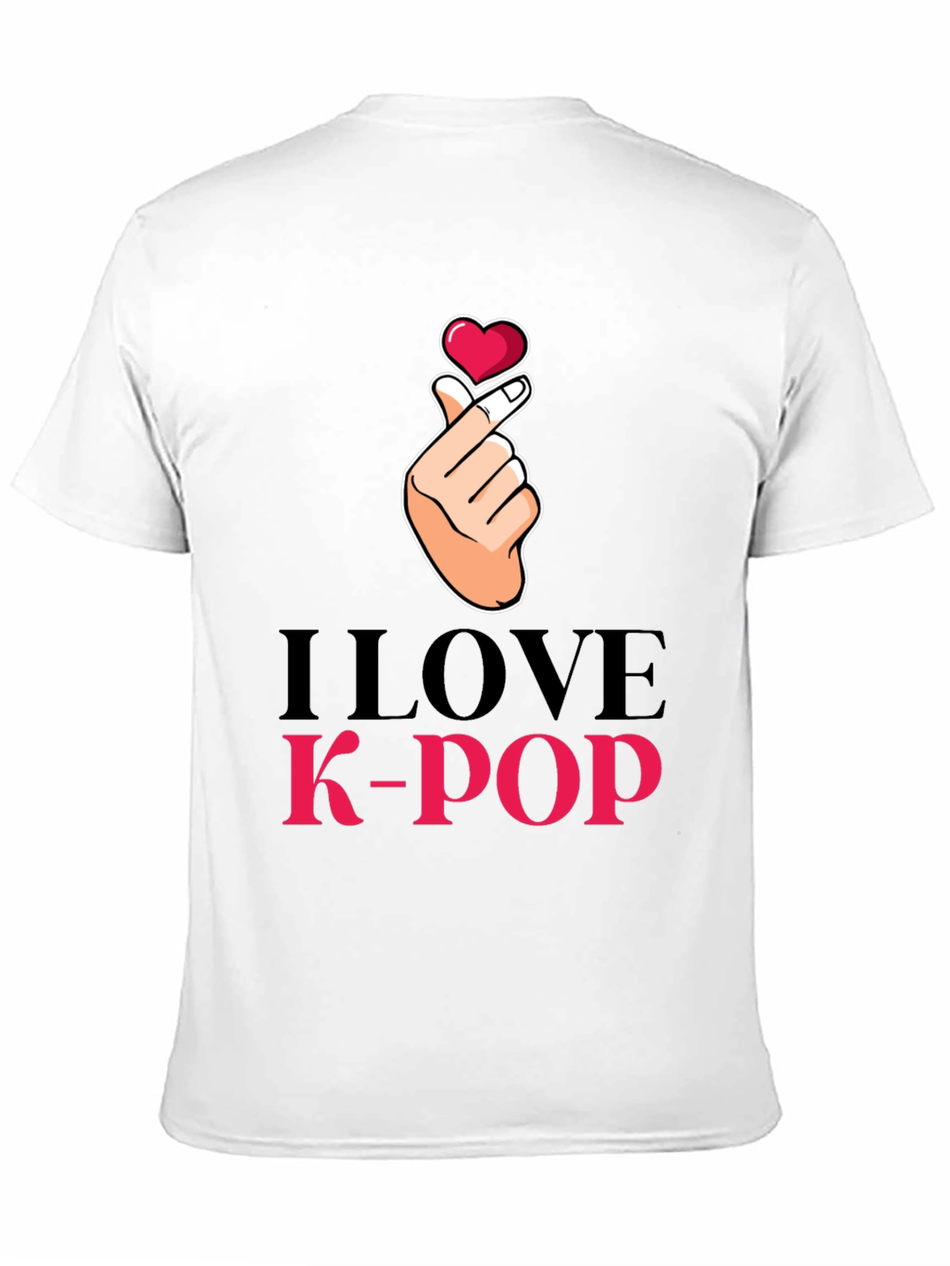 I Love K-Pop Heart Hand Sign Black T-Shirt