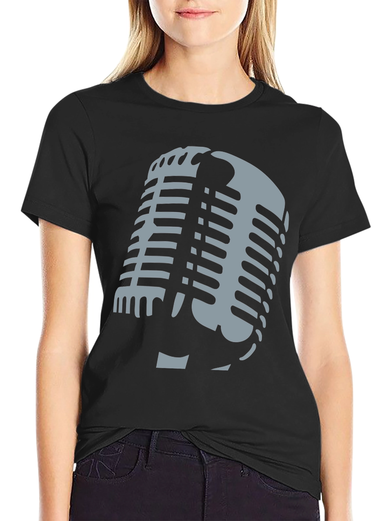 Retro Microphone Graphic T-Shirt - Classic Style