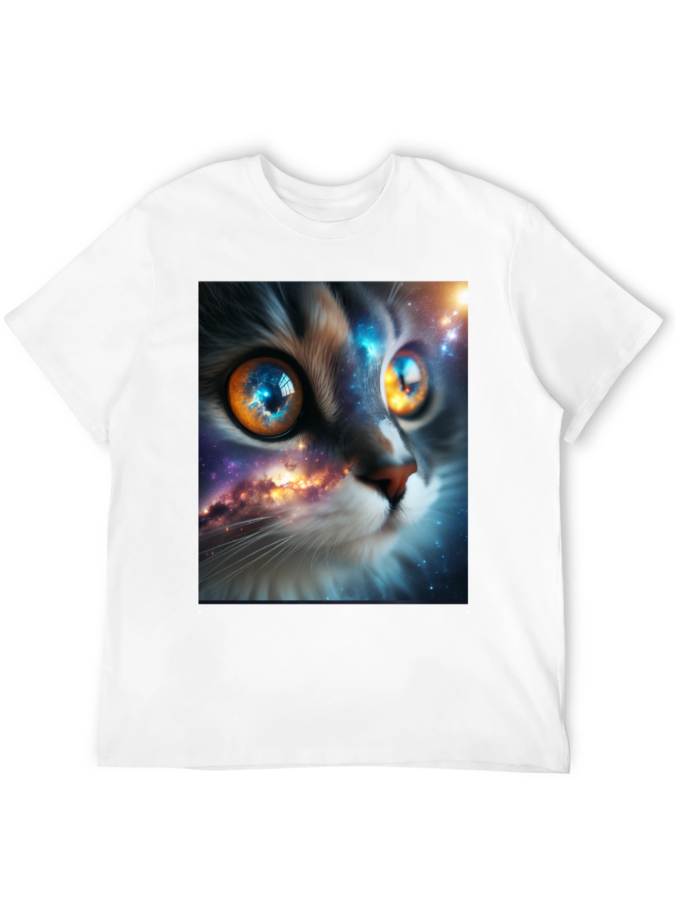 Cosmic Cat Tee - Galaxy Eye Design